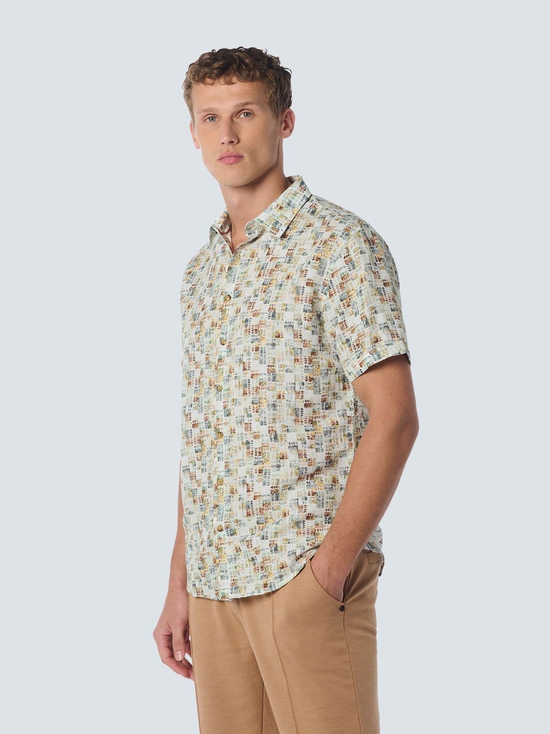No Excess Short Sleeve Hemd Leinen Hellblau - Größe XXL günstig online kaufen