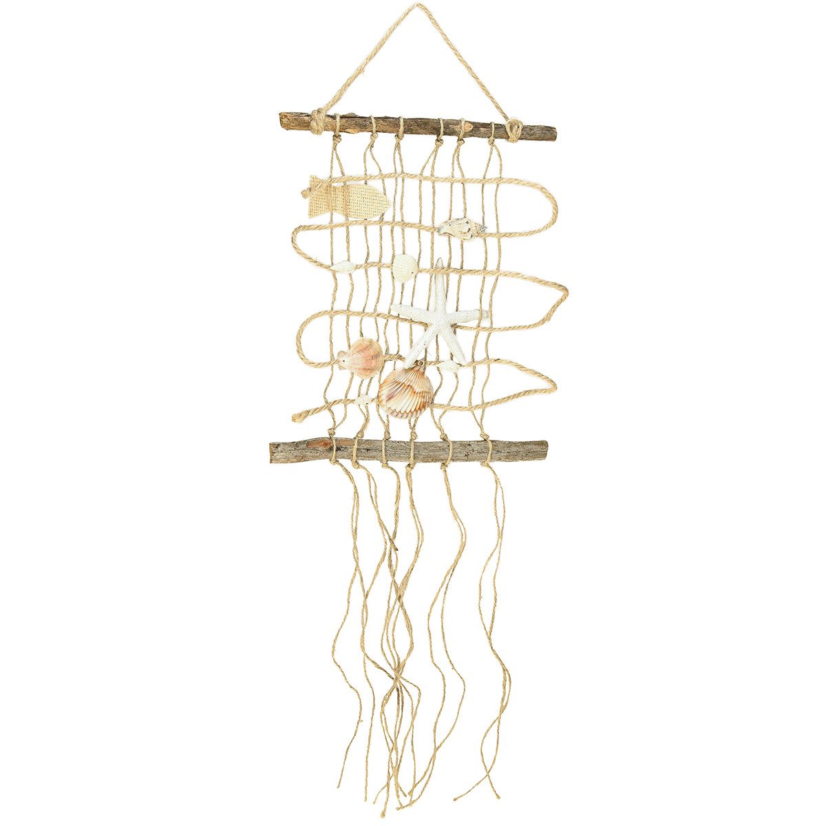 Kaemingk Dekofigur Fischernetz Jute Muscheln Holz Deko 25×55cm Hängend