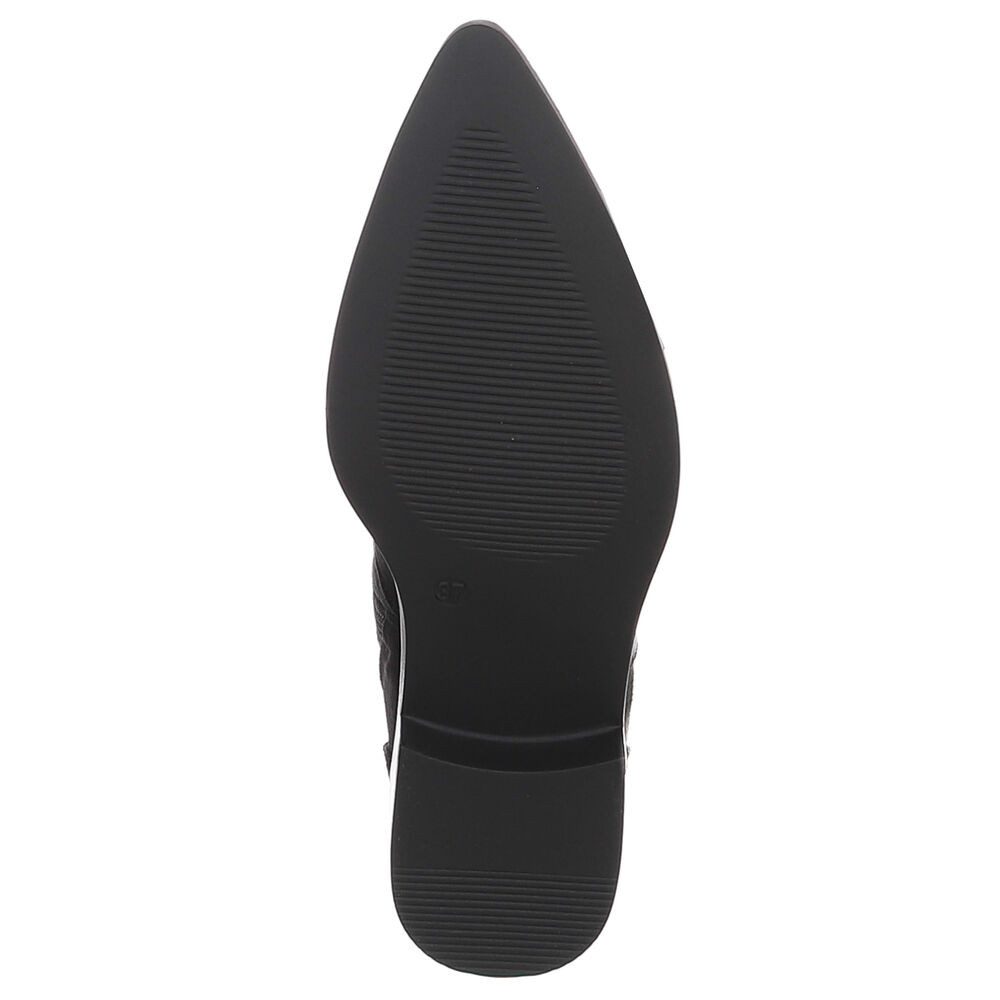 Ital-Design Damen Kniehohe Stiefel in Wildleder-Optik mit Blockabsatz Westernstiefel (92078833) Blockabsatz Flache Stiefel in Schwarz