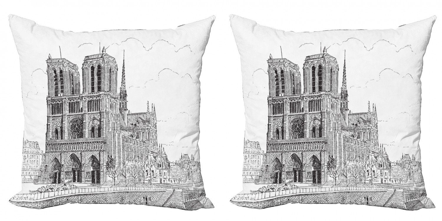 Kissenbezüge Modern Accent Doppelseitiger Digitaldruck, Abakuhaus (2 Stück), Notre Dame Europäische Architektur