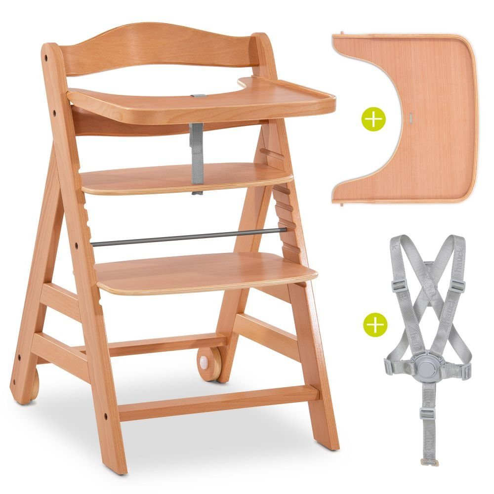 Hauck Hochstuhl »Alpha Plus Move - Natur«, Mitwachsender Holz  Treppenhochstuhl mit Tisch, Gurt und Rollen - Kinderhochstuhl -  höhenverstellbar online kaufen | OTTO
