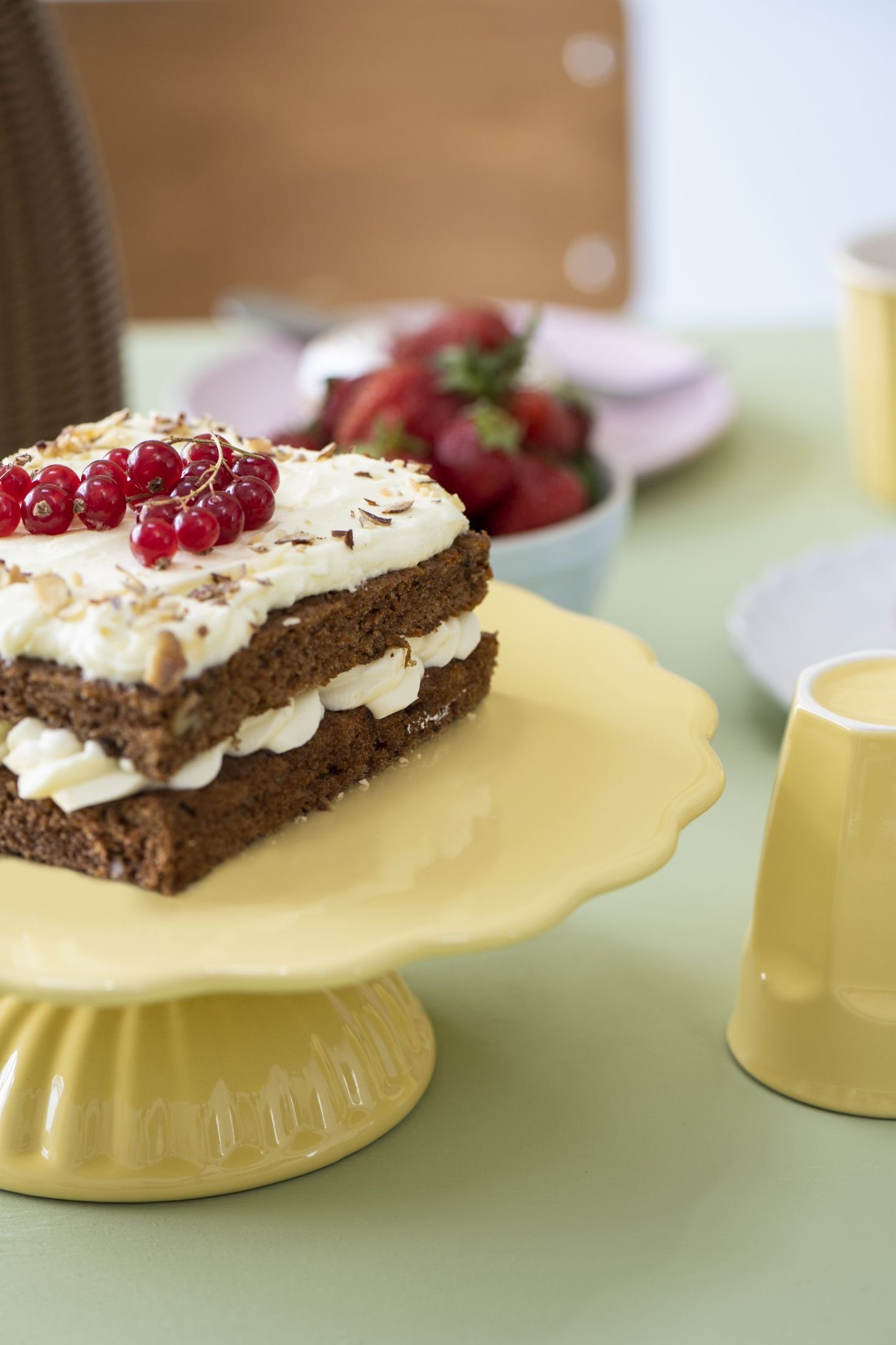 Ib Laursen Tortenplatte Tortenplatte Kuchenplatte Fuß Mynte Keramik Lemonade Gelb Ib Laursen, Keramik