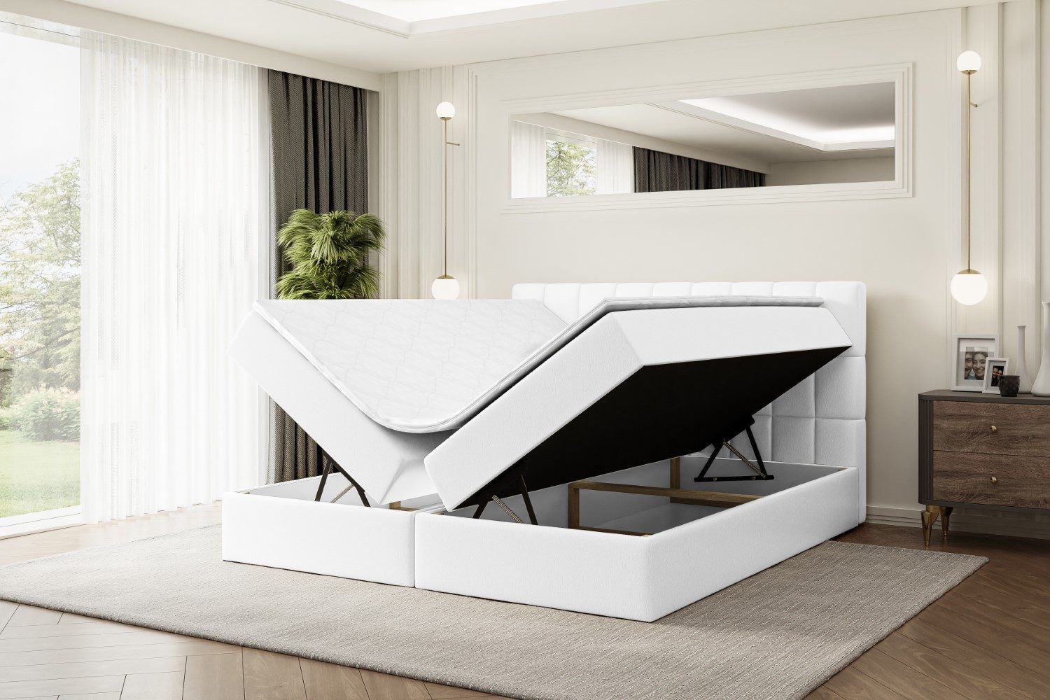 ALTDECOR Boxbett MIAMI (Multipocket-Matratze H4, H3 Matratze Bonellfederung, Topper, Kopfteil)