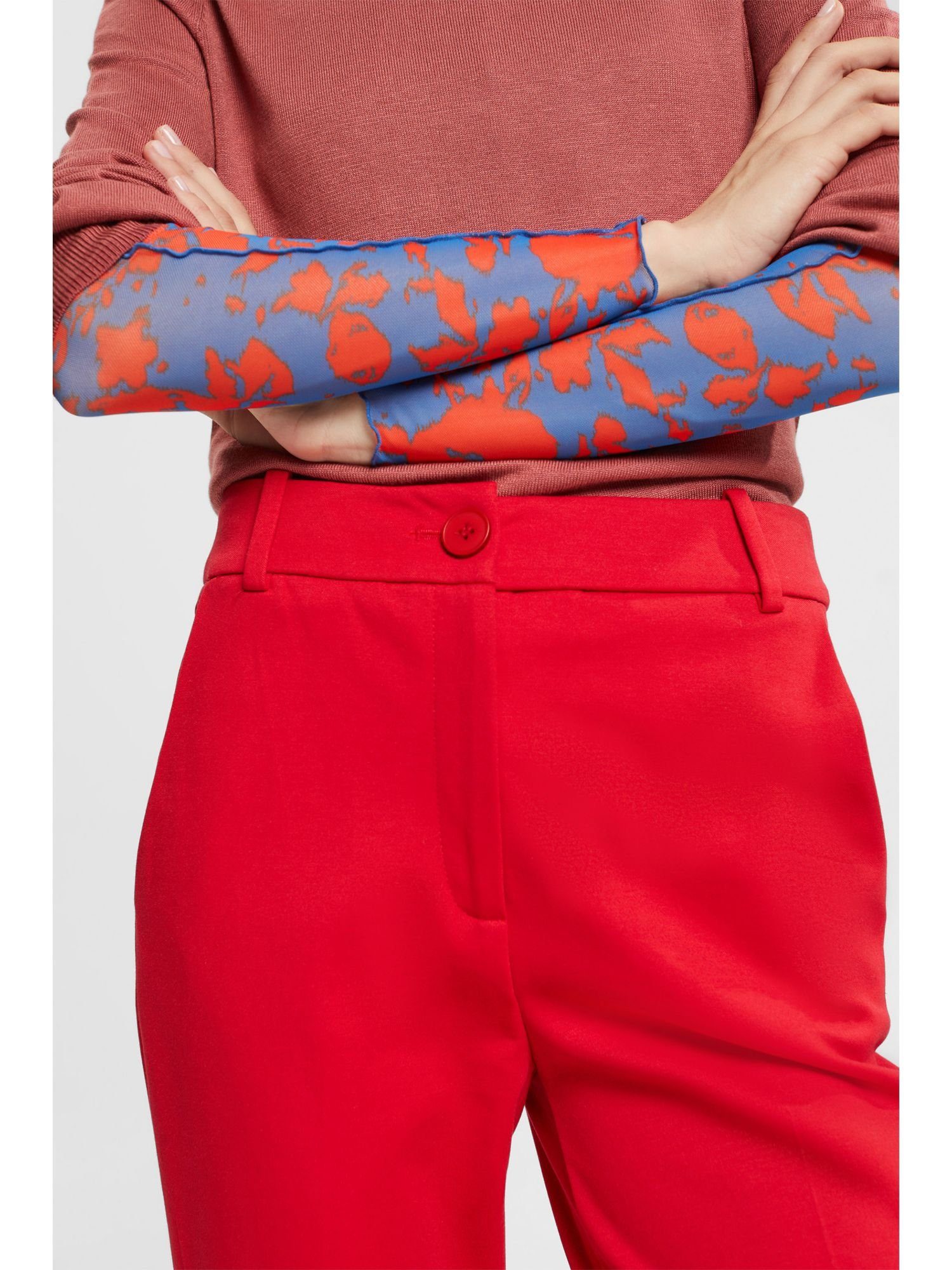 Esprit Collection Stoffhose Stretchige Bund DARK Bootcut hohem Pants RED mit