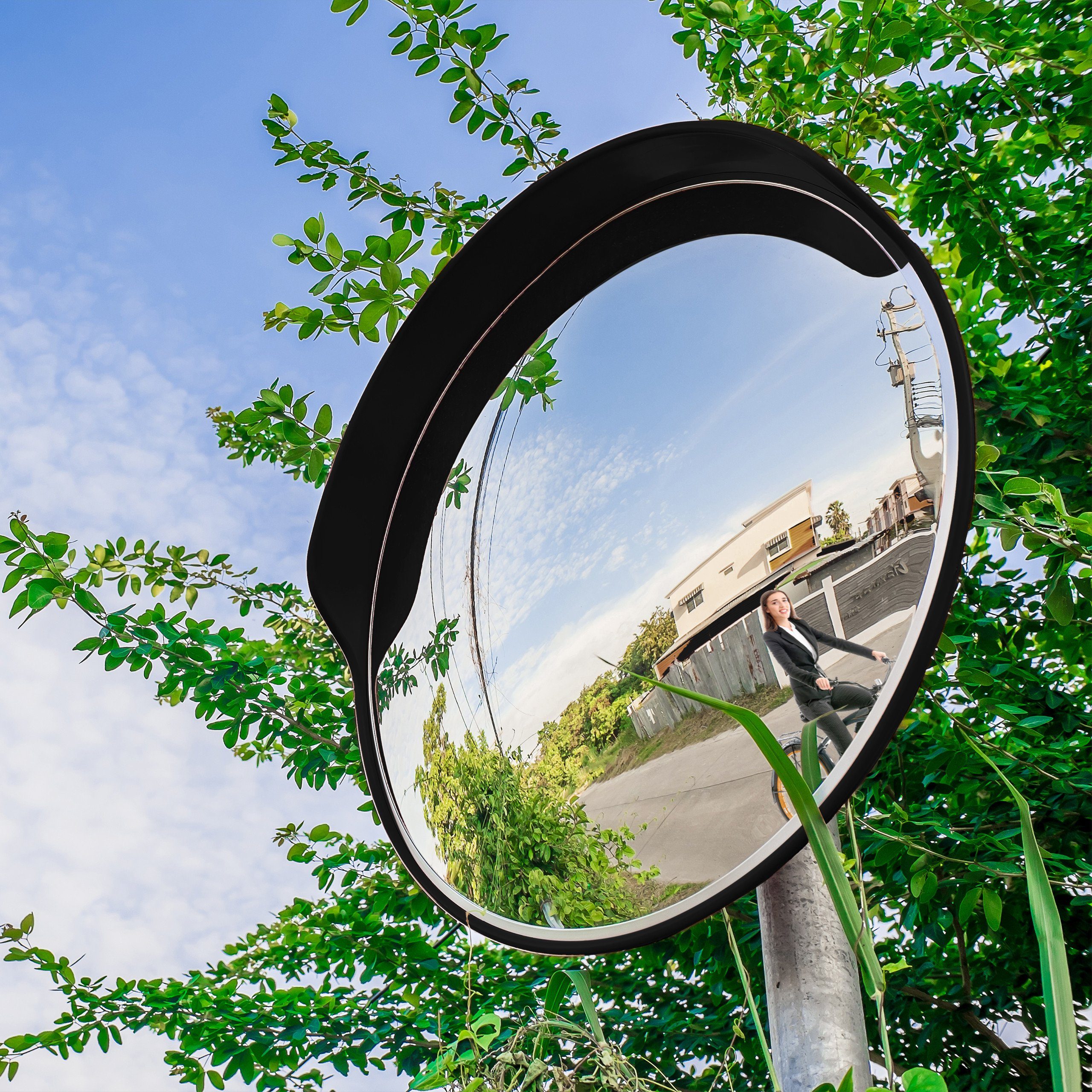 relaxdays Wandspiegel Verkehrsspiegel 60 cm schwarz günstig online kaufen