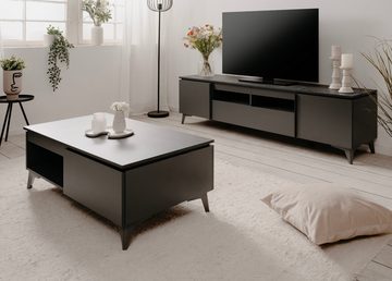 Finori Lowboard Visby (Flat TV Unterschrank in grau, Breite 177 cm), mit Schiefer