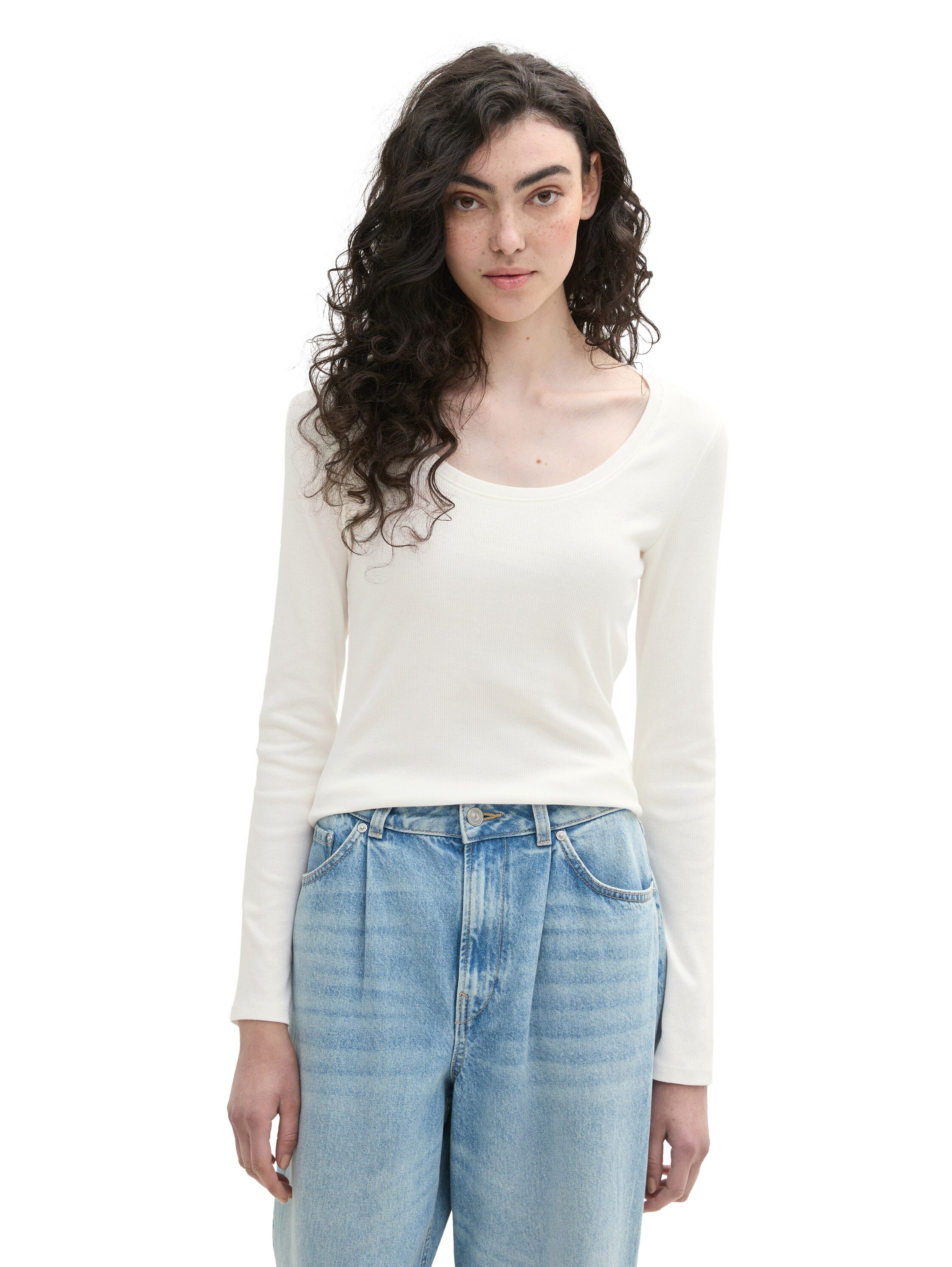 TOM TAILOR Denim Rundhalsshirt gerippt und günstig online kaufen