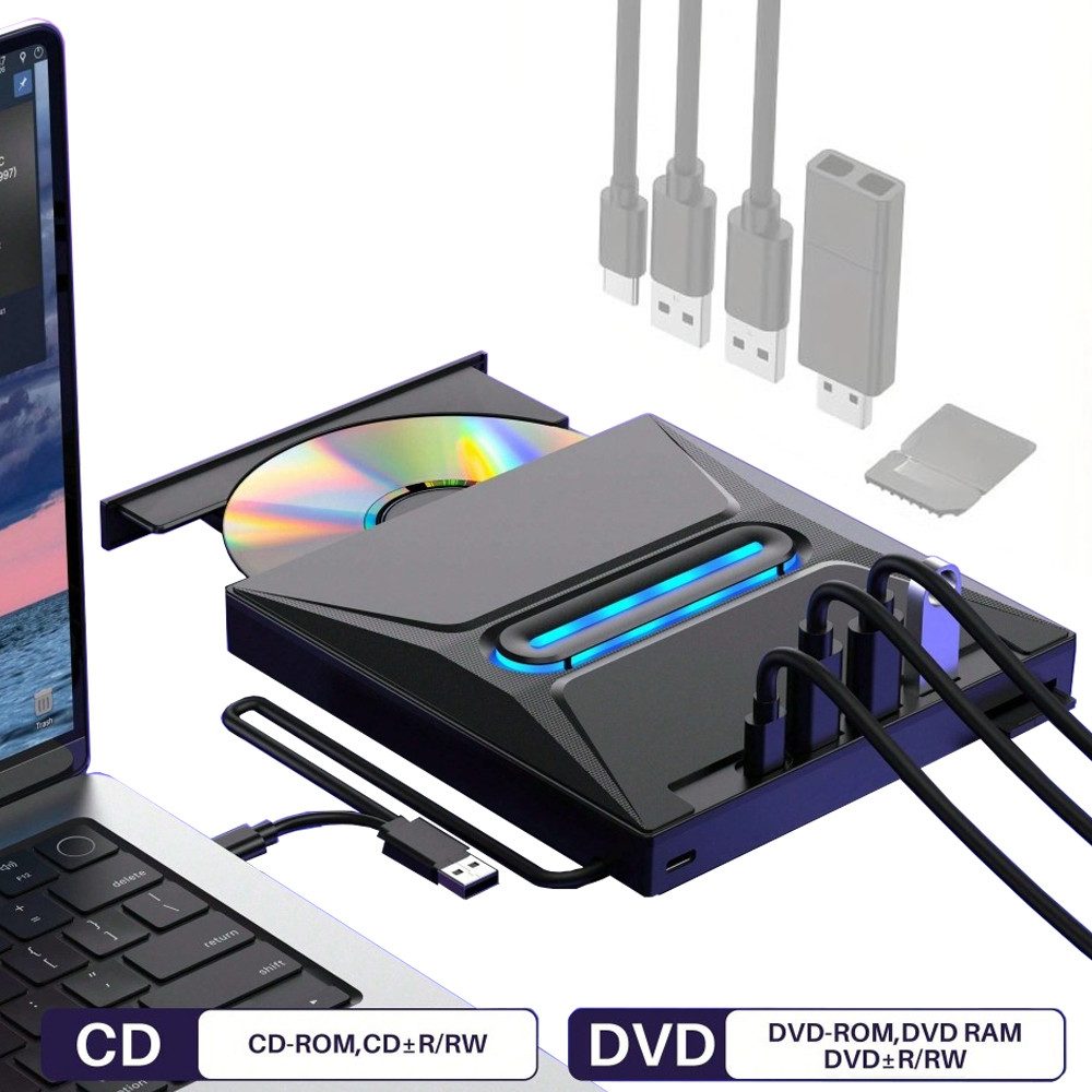 Konsolen-Dockingstation Externes CD DVD Laufwerk Portable RW Brenner Schnelle Datenübertragung