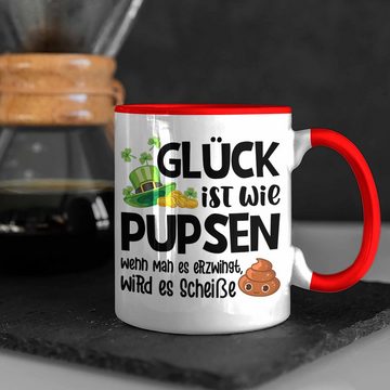 Trendation Tasse Trendation - Glück Ist Wie Pupsen Tassen Tasse Becher Kaffeetasse Lustig Spruch Geschenk Frauen Männer