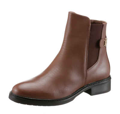 Tommy Hilfiger »TH LEATHER FLAT BOOT« Chelseaboots mit TH-Schmuckelement, schmale Form