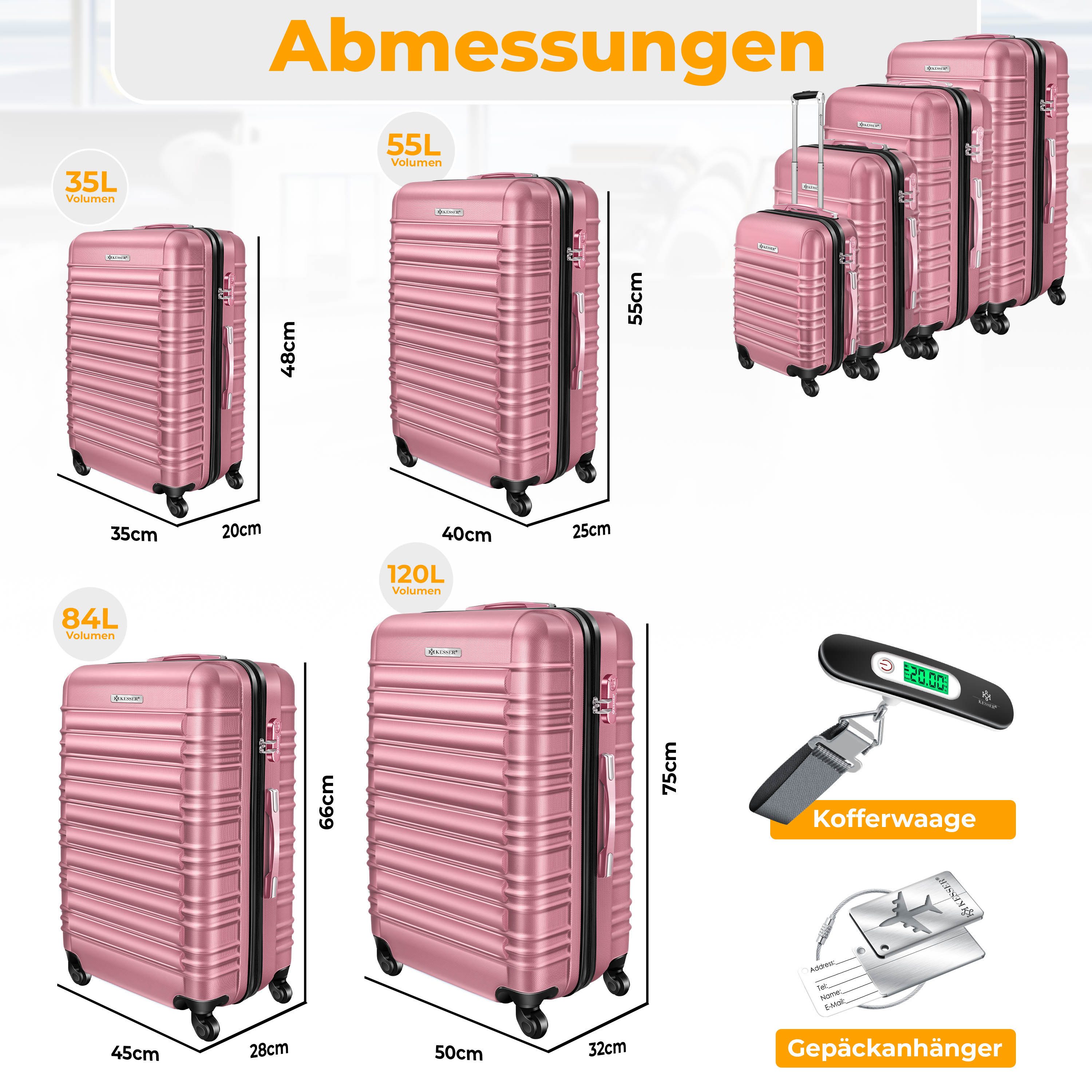 KESSER Kofferset, 4 Rollen, (4 tlg), 4tlg. Hartschalenkofferset Hartschalen günstig online kaufen