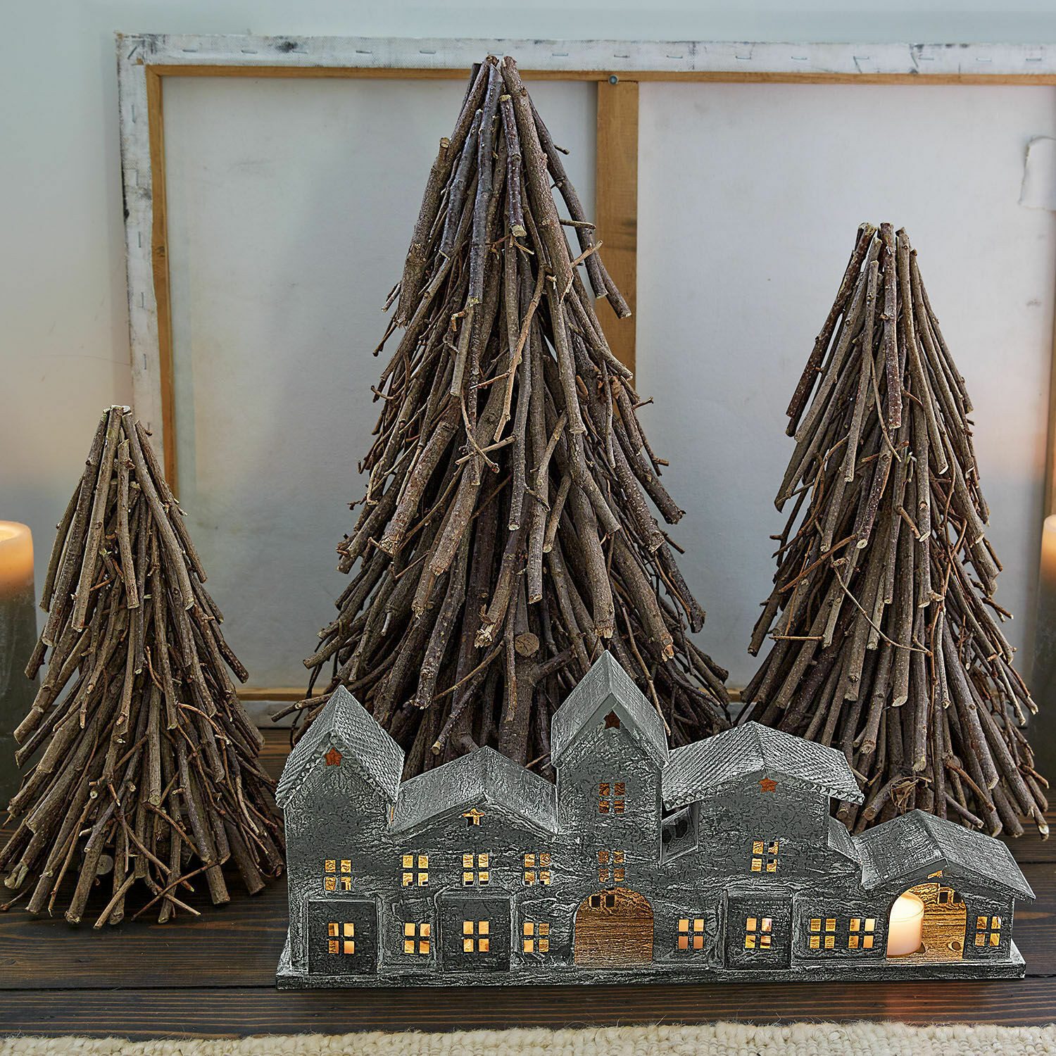 Mirabeau Künstlicher Weihnachtsbaum Deko-Baum 3er Set Orilev braun, none
