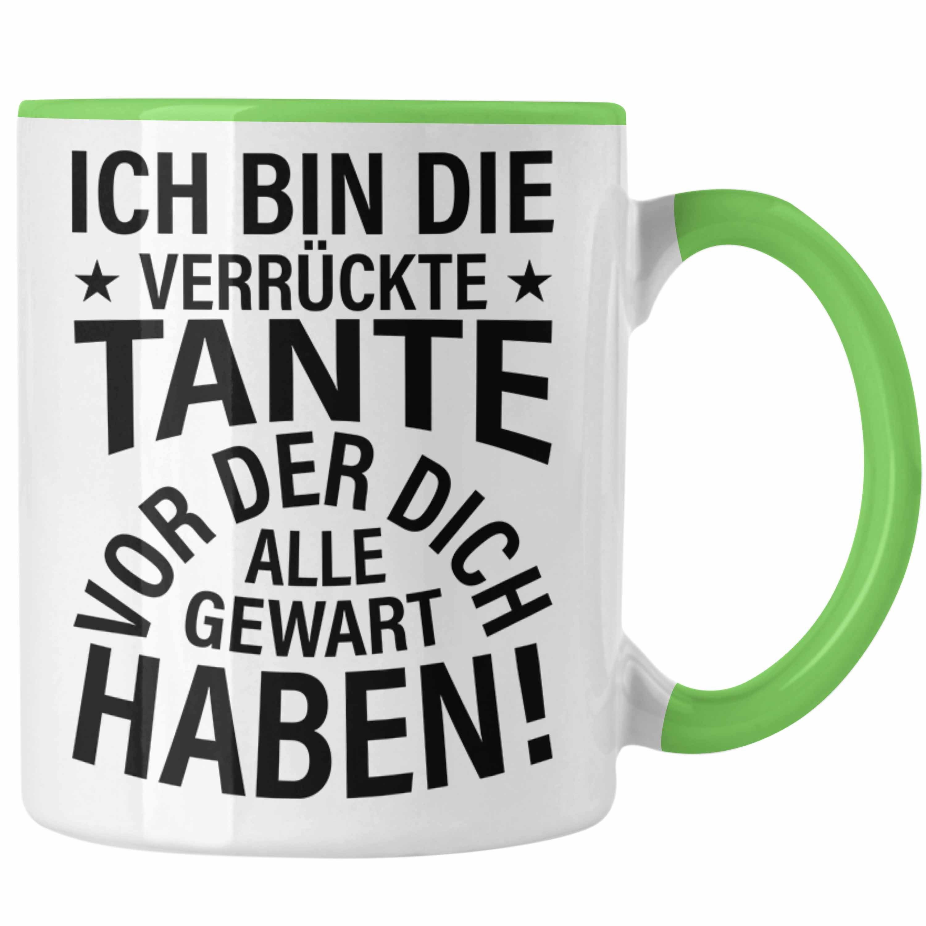 Trendation Tasse Trendation - Lustige Tasse für Beste Tante der Welt Geschenk Geburtstag Lustig - Ich Bin Die Tante Vor Der Dich Alle Gewarnt Haben Grün