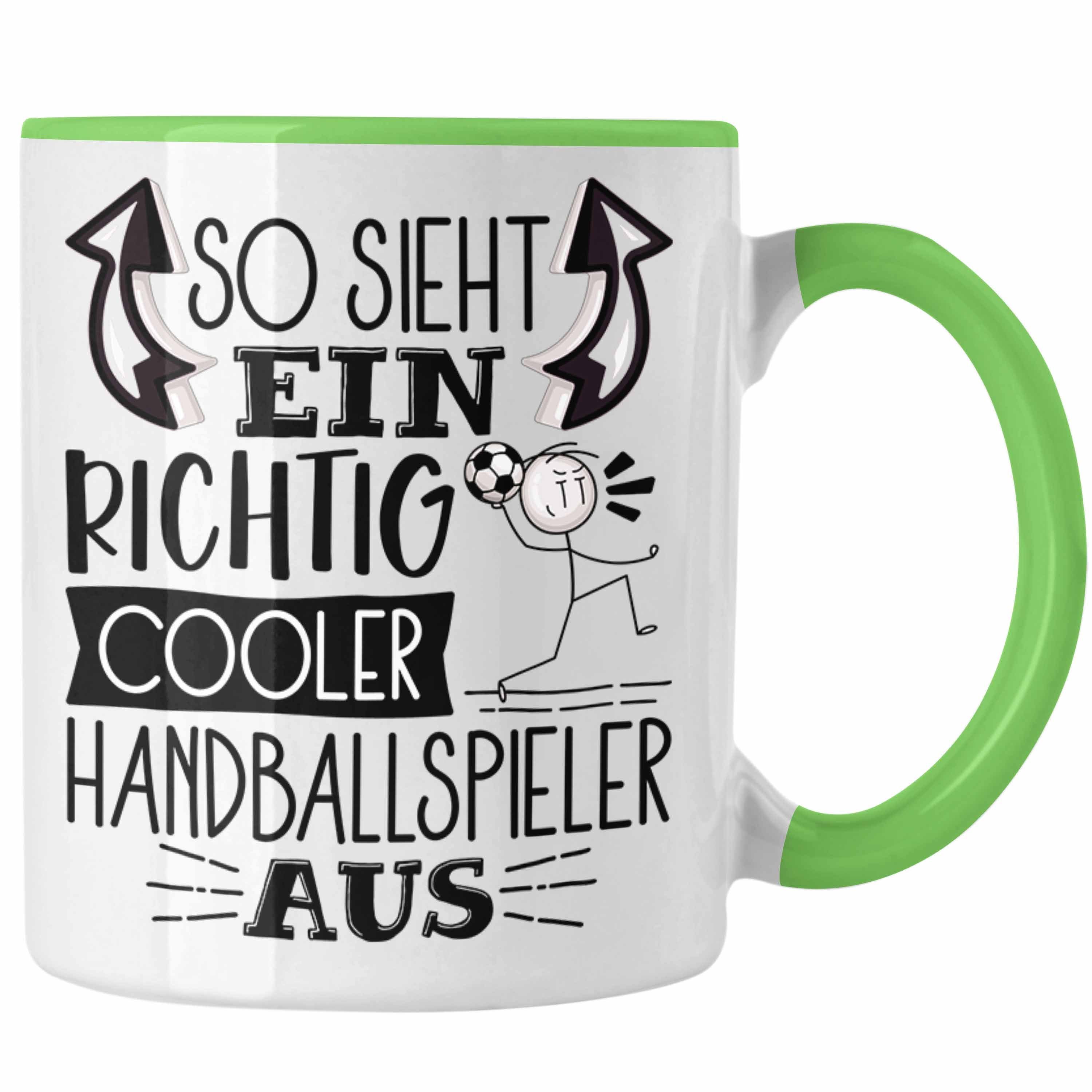 Trendation Tasse Handballspieler Tasse Geschenk So Sieht Ein Richtig Cooler Handballsp Grün | Teetassen
