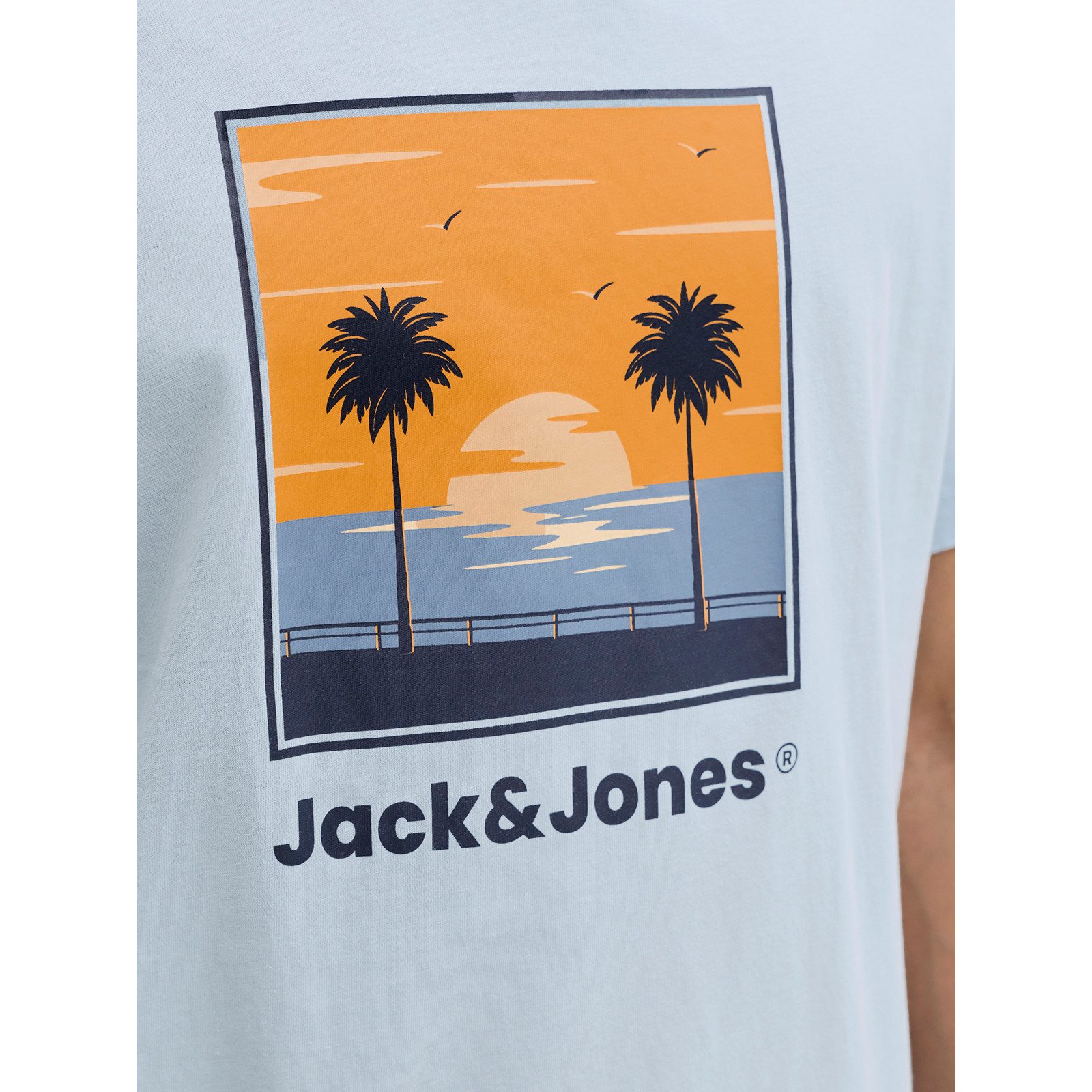 Jack & Jones Rundhalsshirt Jack&Jones Übergröße T-Shirt Print hellblau JJPE günstig online kaufen