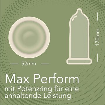 Fair Squared Kondome FAIR SQUARED Max Perform Kondome 52 mm – Vegane Kondome aus fair gehandeltem Naturkautschuk – Kondom gefühlsecht hauchzart