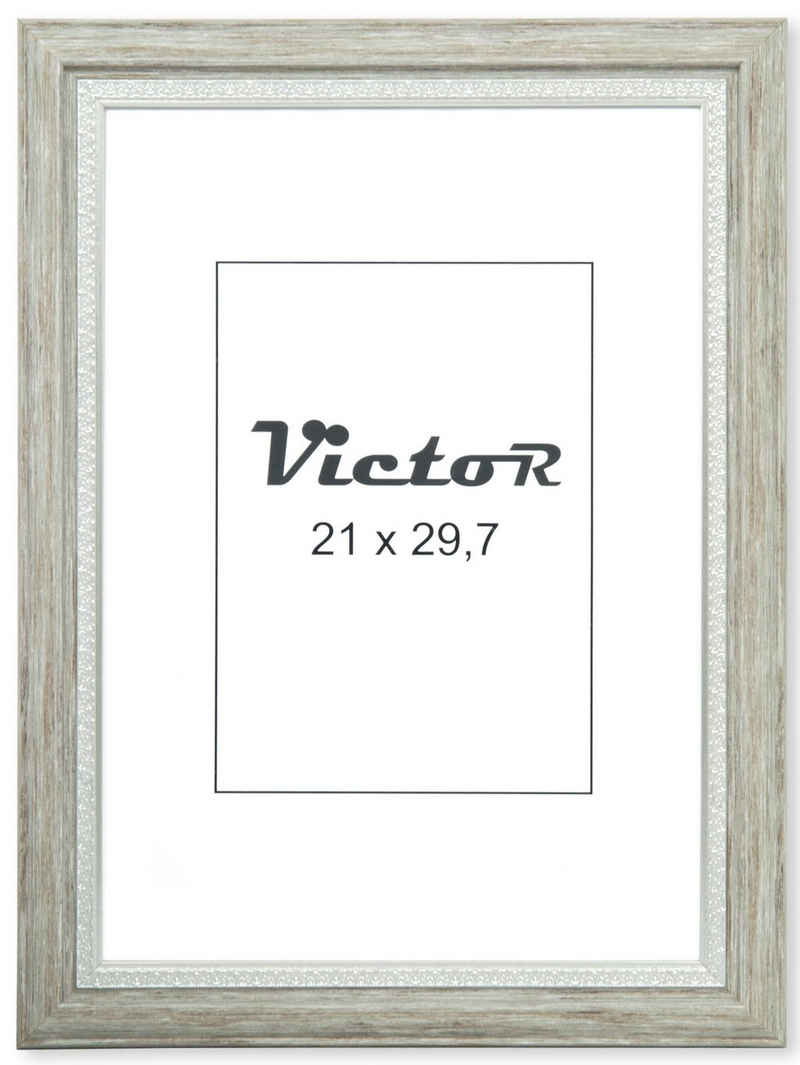 Victor (Zenith) Bilderrahmen Bilderrahmen \"Boho\" - Farbe: Grau - Größe: 21 x 30 cm, Bilderrahmen Grau 21x30 cm (A4), Bilderrahmen Vintage, Landhaus