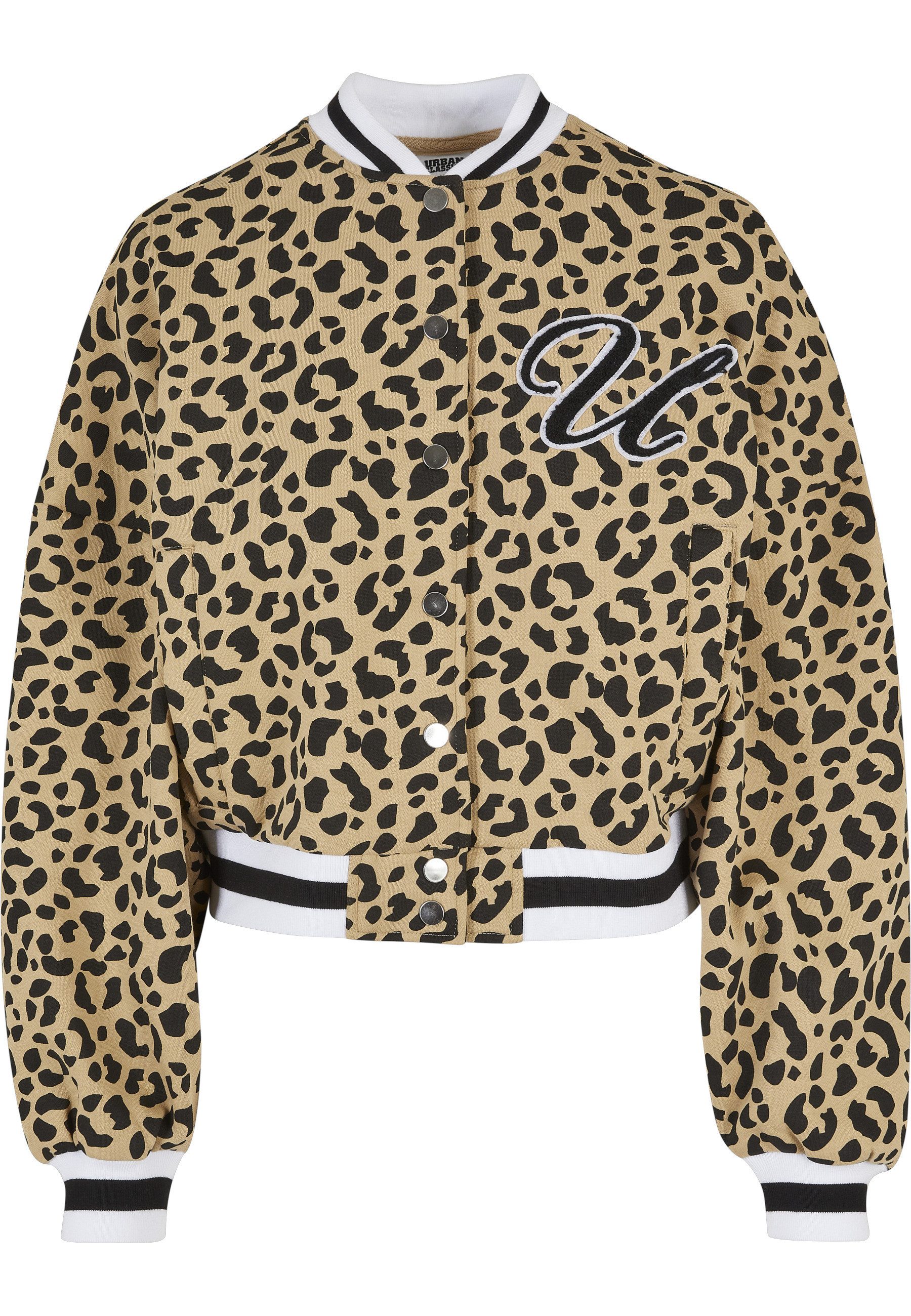 URBAN CLASSICS Strickfleecejacke Urban Classics Damen Ladies AOP Oversized College Sweat Jacket (1-St)