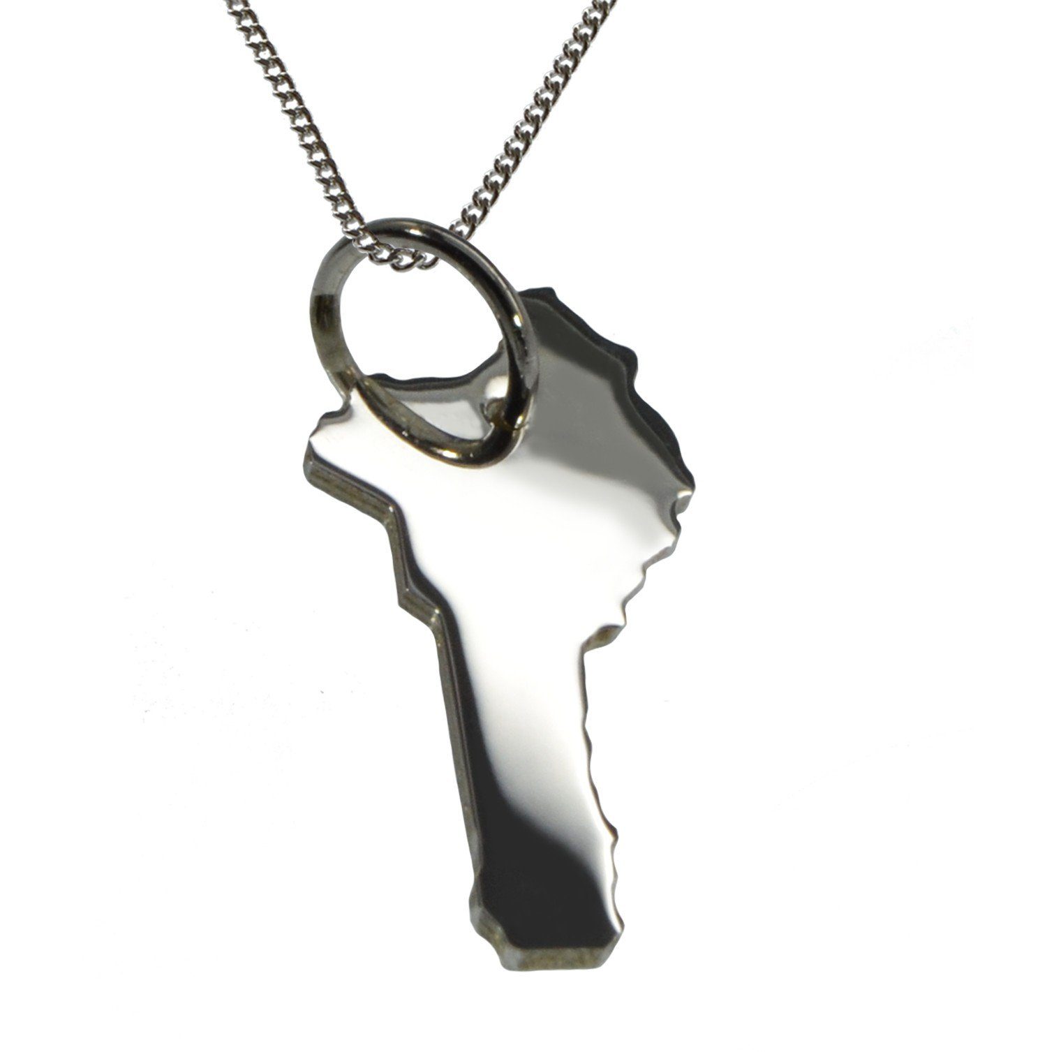 Kette mit Anhänger 50cm Halskette + Benin Anhänger in massiv 925 Silber