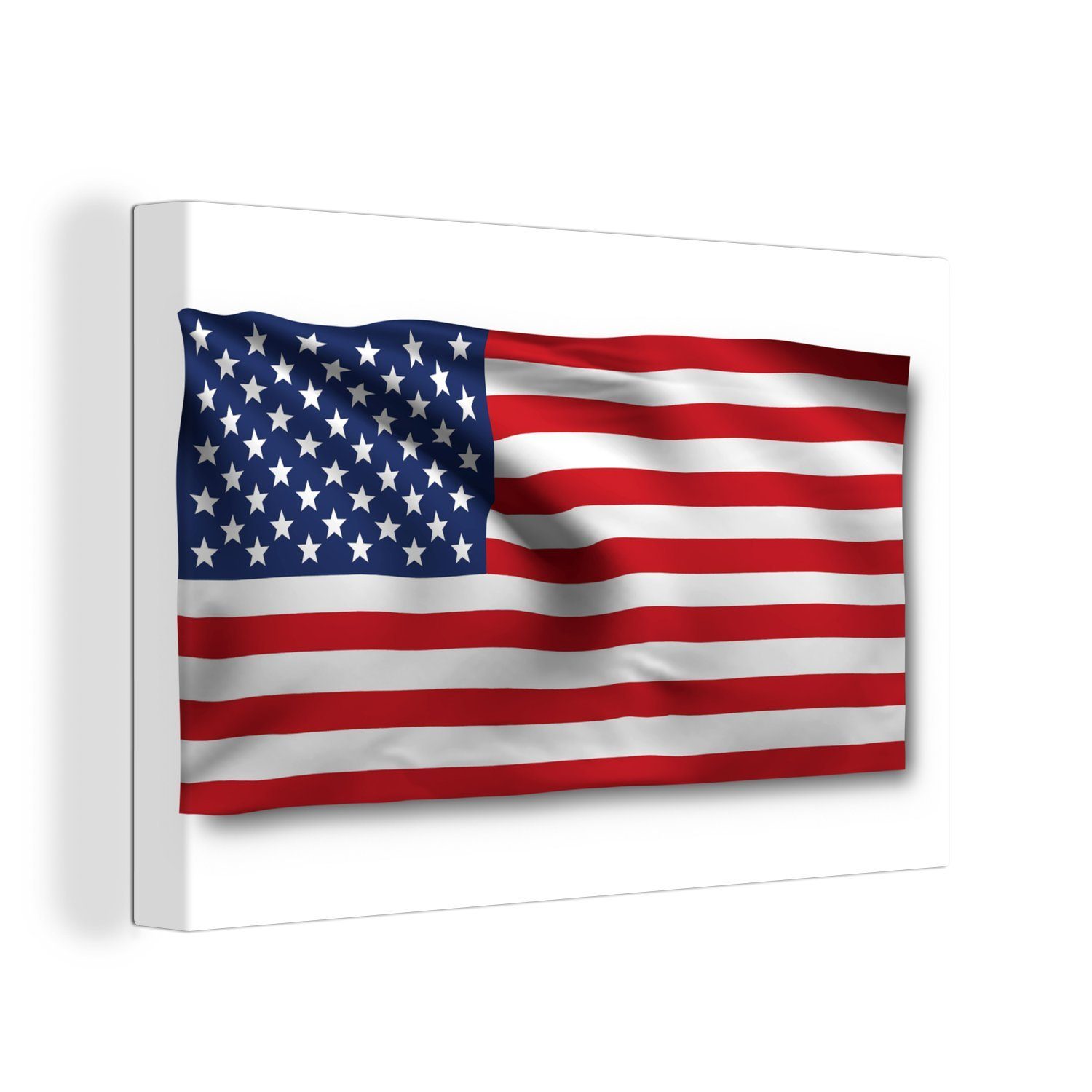 OneMillionCanvasses® Leinwandbild Flagge der Vereinigten Staaten auf weißem Hintergrund, (1 St), Wandbild Leinwandbilder, Aufhängefertig, Wanddeko, 30x20 cm