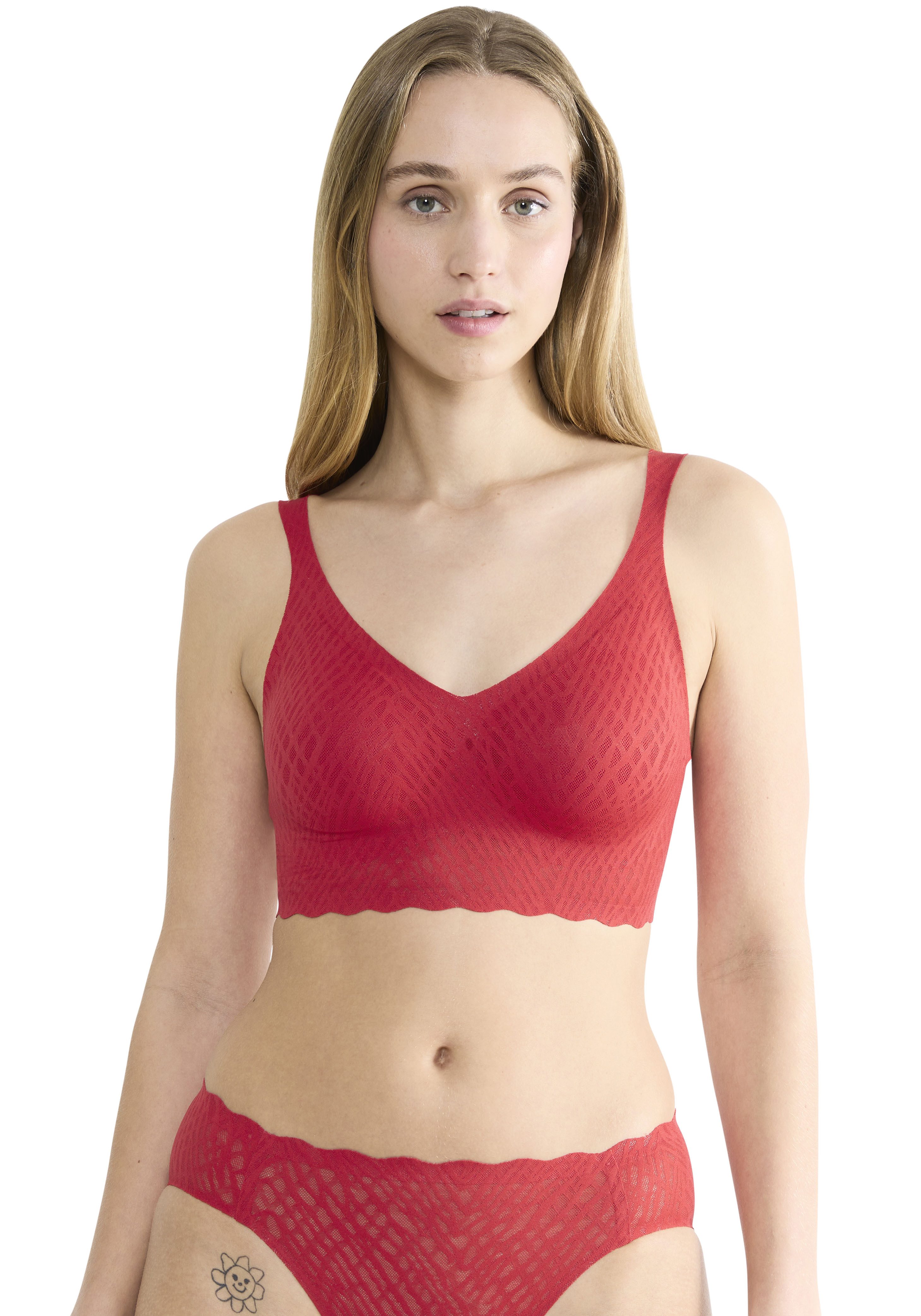 sloggi Bralette ZERO Feel Bliss nahtlos mit Spitzenoptik, V-Ausschnitt und herausnehmbare Pads