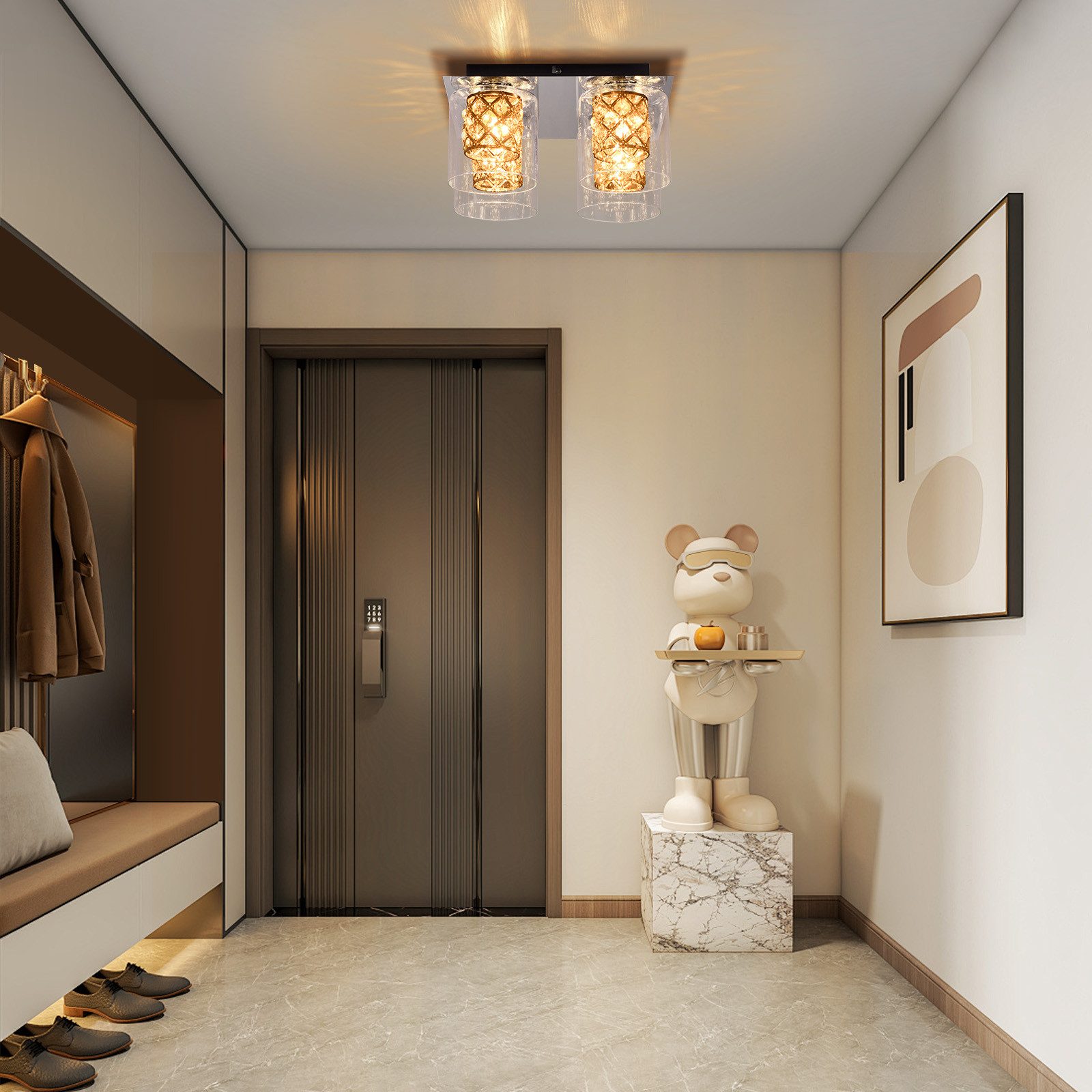 ZMH Deckenleuchte Wohnzimmer 4 Flammig Deckenlampe günstig online kaufen