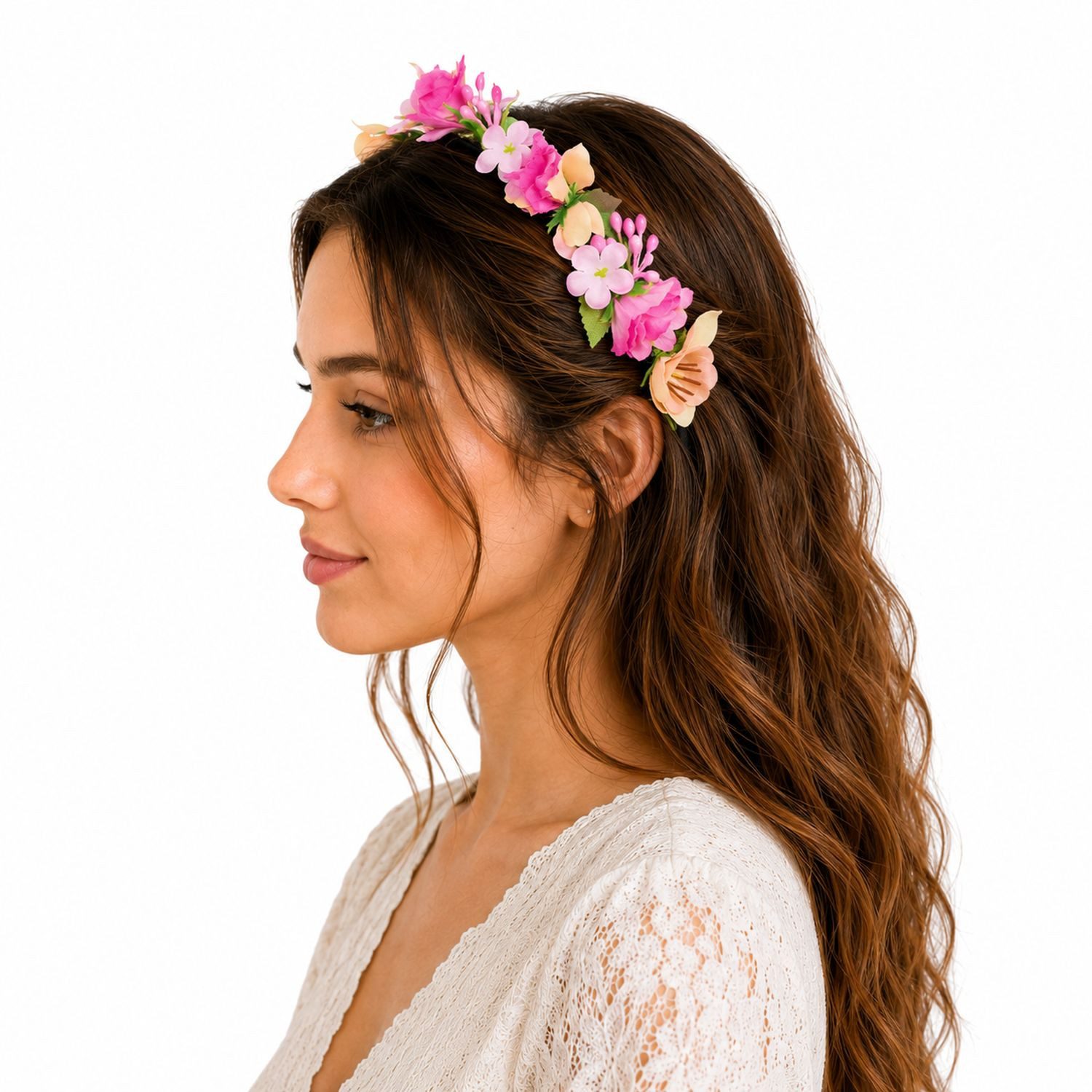 Trachtenland Diadem Blumen Haarreif 'Sabia' mit Rosen und Blüten, Pin