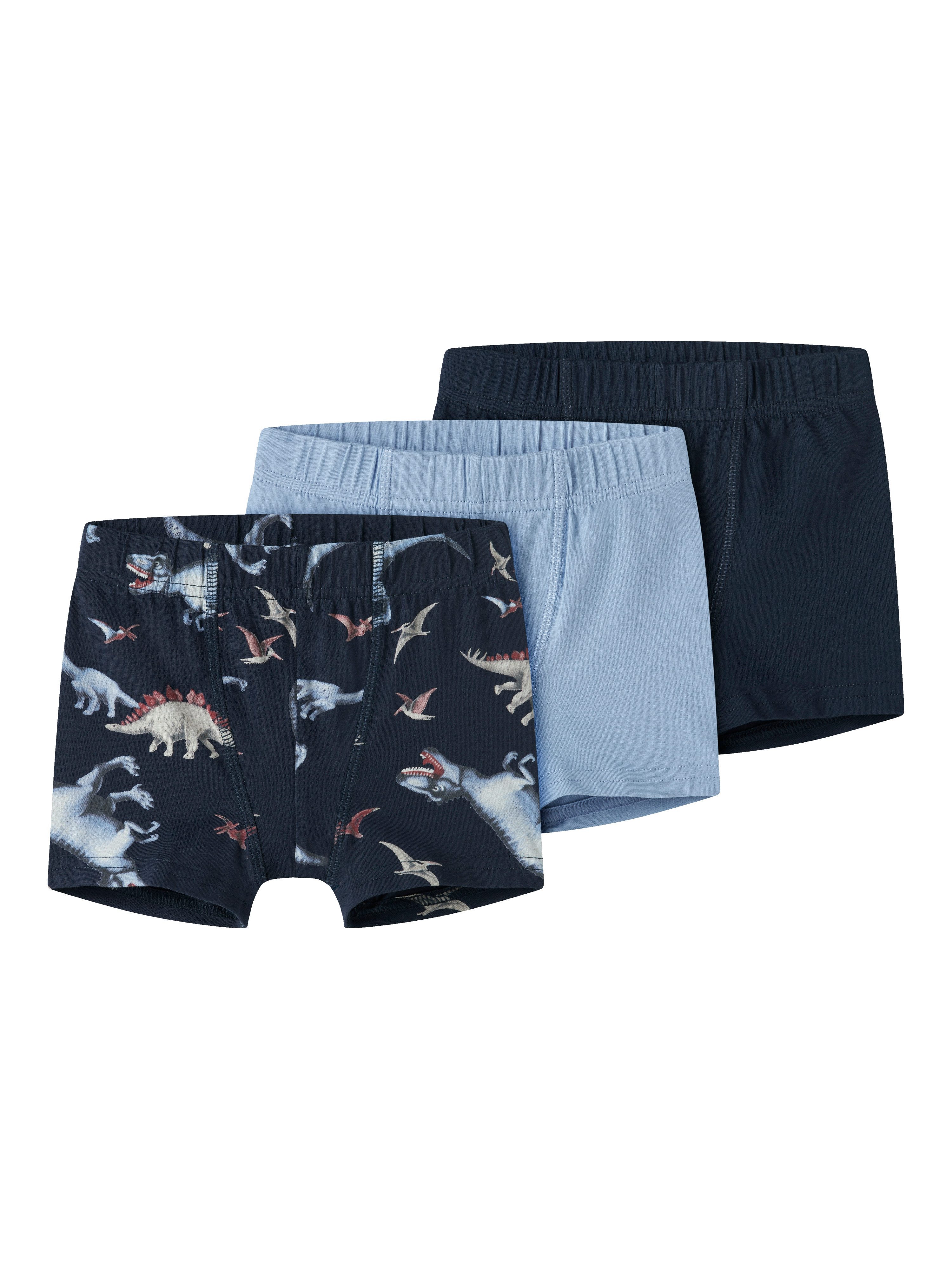 Name It Boxershorts NMMTIGHTS 3P NAVY DINO NOOS (Packung, 3-St) Baumwollmischung, mit Dino Druck und uni im Set