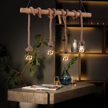 etc-shop LED Pendelleuchte, Leuchtmittel inklusive, Warmweiß, Farbwechsel, Vintage Hänge Leuchte Fernbedienung Holz Balken Decken