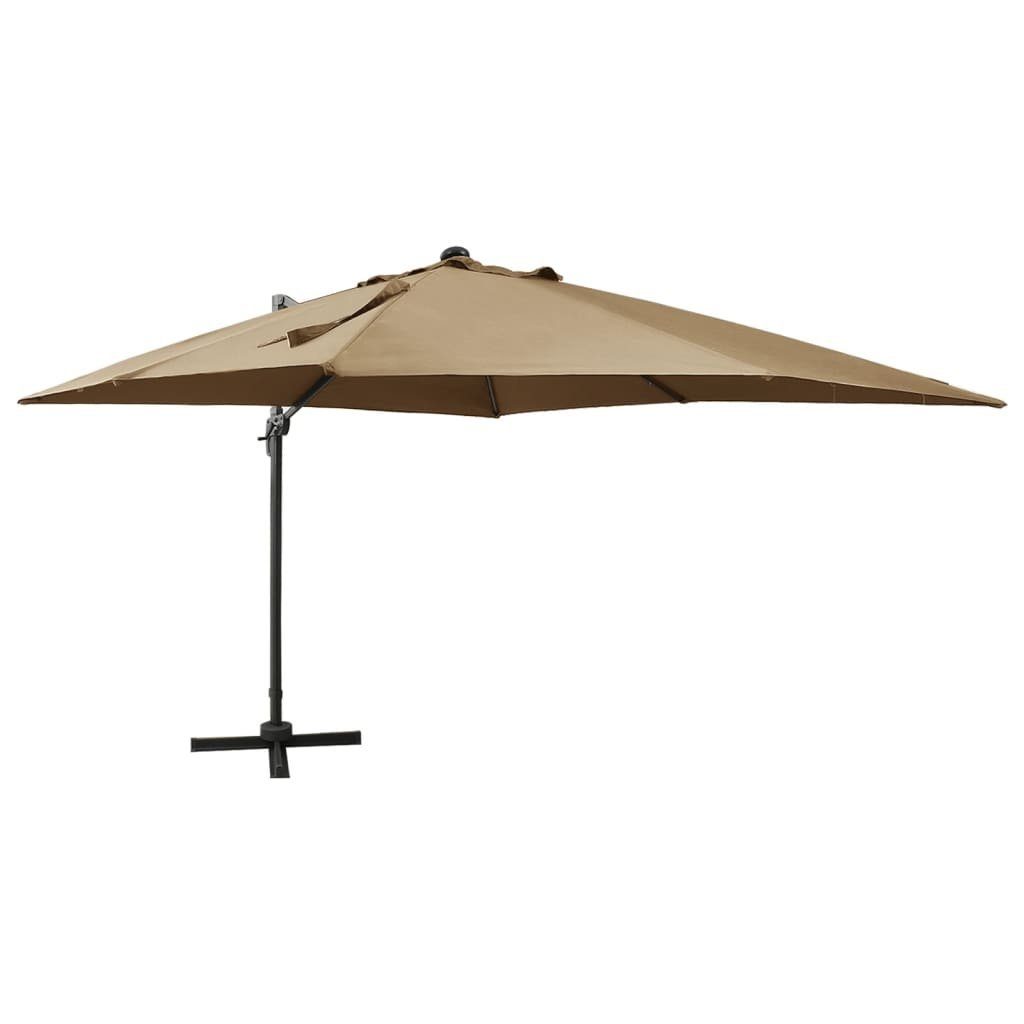 Ampelschirm Alu Sonnenschirm Ø 300 cm mit LED & Ständer, Gartenschirm UV-Schutz