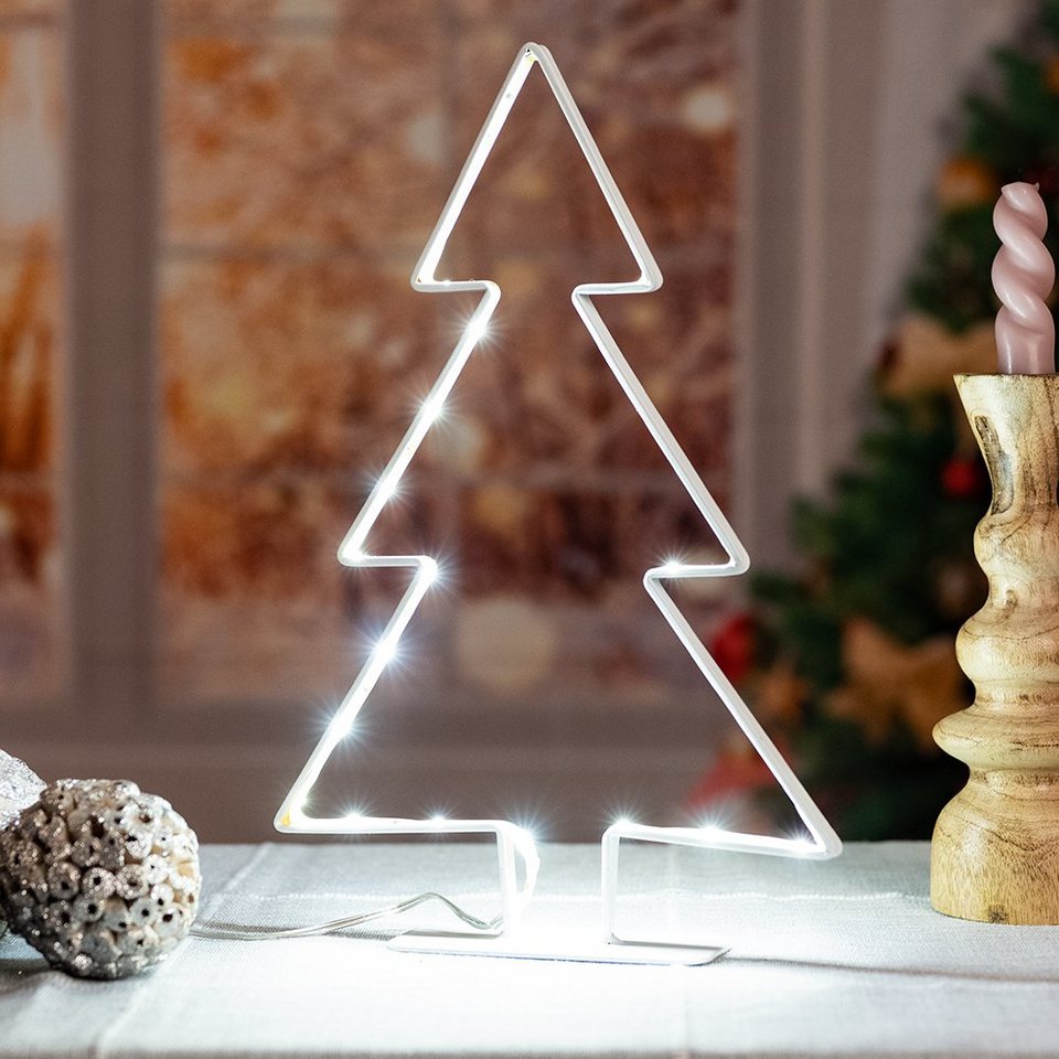 etc-shop LED Dekolicht, Tischleuchte Stehlampe LED Dekolicht Baum Form  Weihnachts