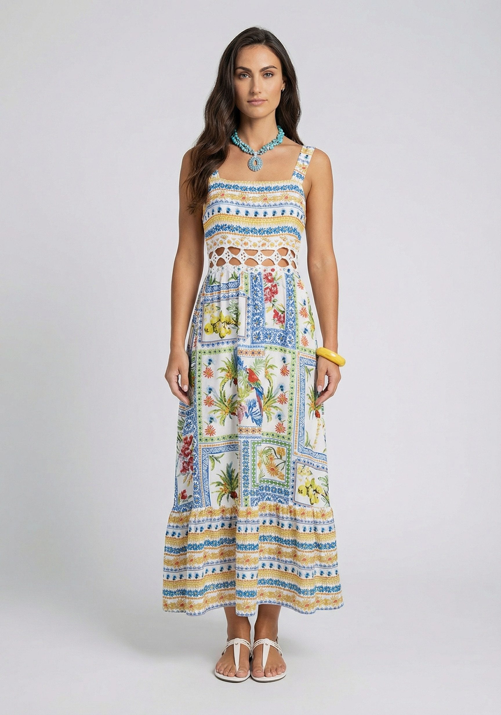 Maxikleid Ärmellos mit Cut-out-Taille