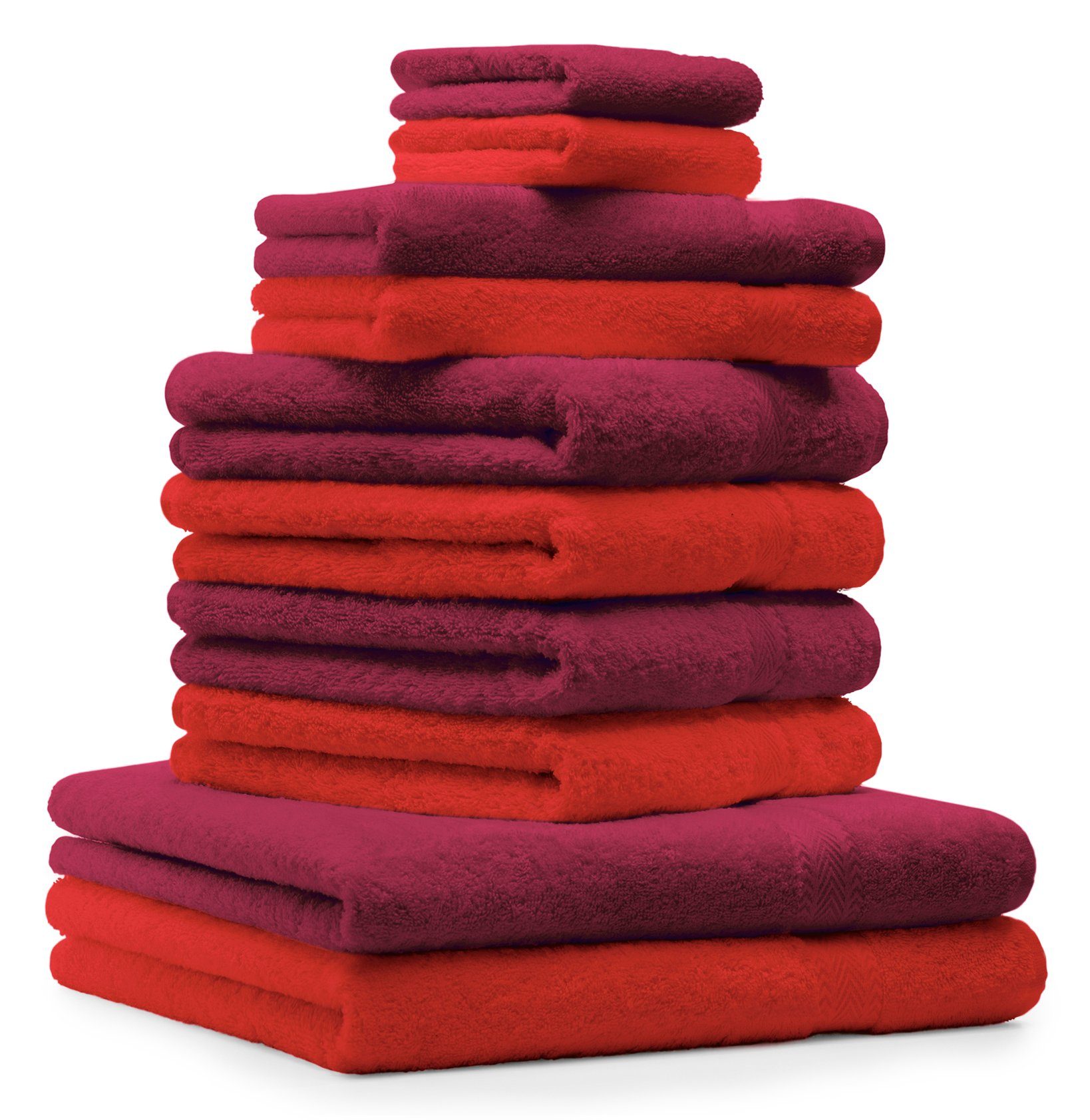 Betz Handtuch Set 10-TLG. Handtuch-Set CLASSIC 100% Baumwolle Farbe rot & dunkelrot, 100% Baumwolle | Handtuch-Sets