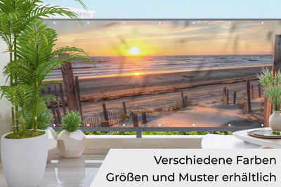 MuchoWow Balkonsichtschutz Strand - Meer - Düne - Sonnenuntergang - Landschaft (1-St) Balkonbanner, Sichtschutz für den Balkon, Robustes und wetterfest