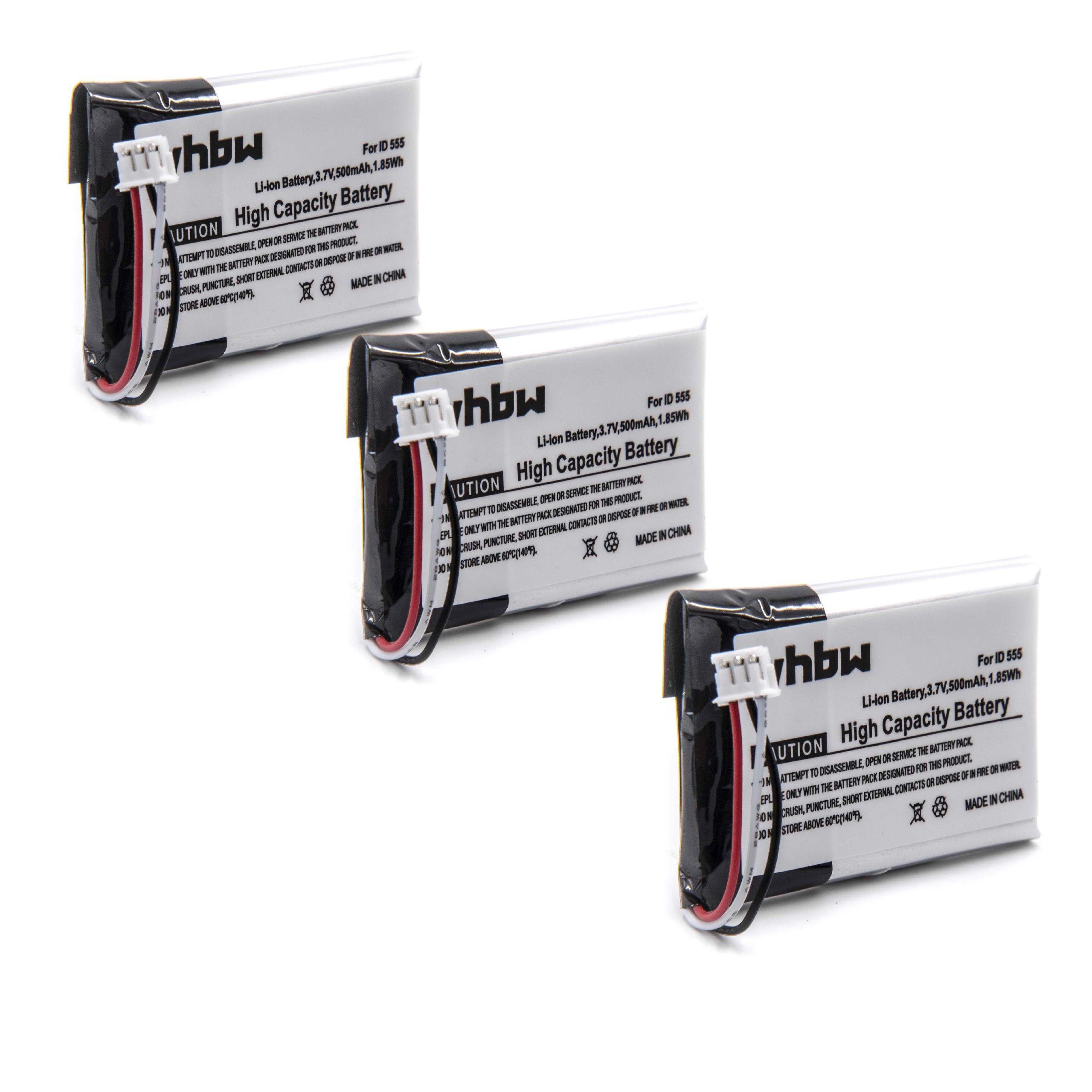 vhbw kompatibel mit 5552B, MC-163-500, ID 5551B, Li-Polymer ID Philips Akku V) 555 ID (3,7 mAh 500