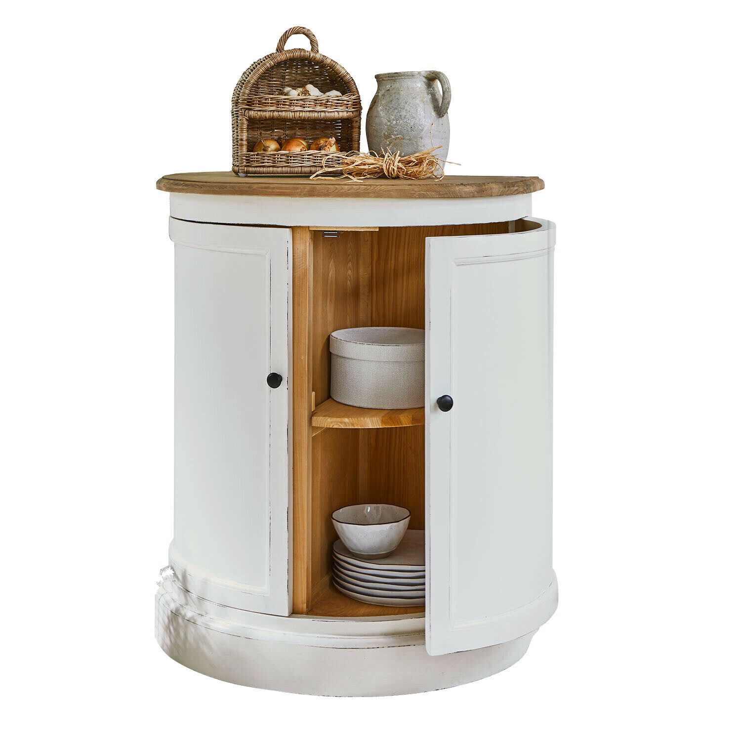 Mirabeau Beistellschrank Schrank Louisiana antikweiß/braun