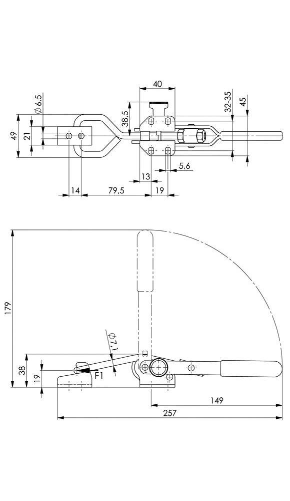 AMF Zwinge Verschlussspanner Nr. 6847SU horizontal Größe Sicherheitsverriegelung 3