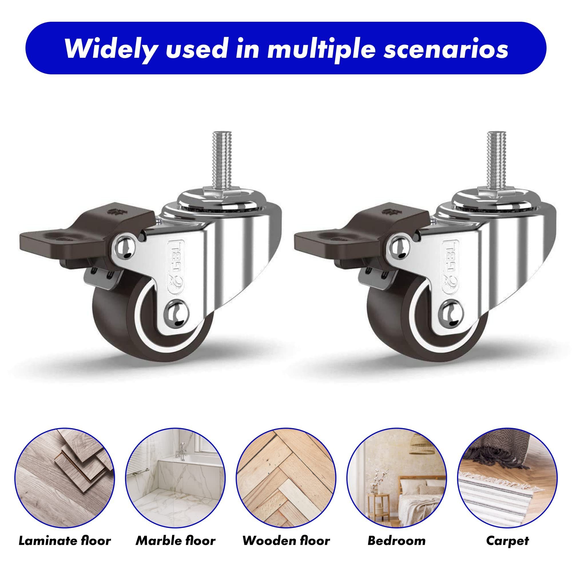 GBL Caster Wheels Möbelrolle - 25mm 4er-Pack 4 Bremsen mit Lenkrollen 40kg - 