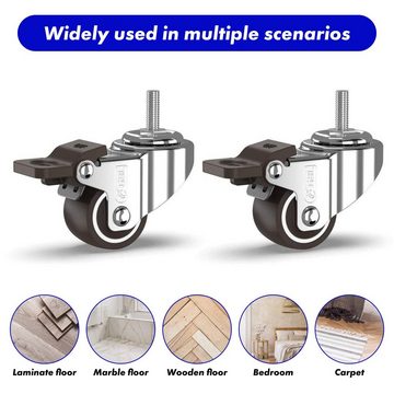 GBL Caster Wheels Möbelrolle Lenkrollen mit 4 Bremsen - 25mm - 40kg - 4er-Pack