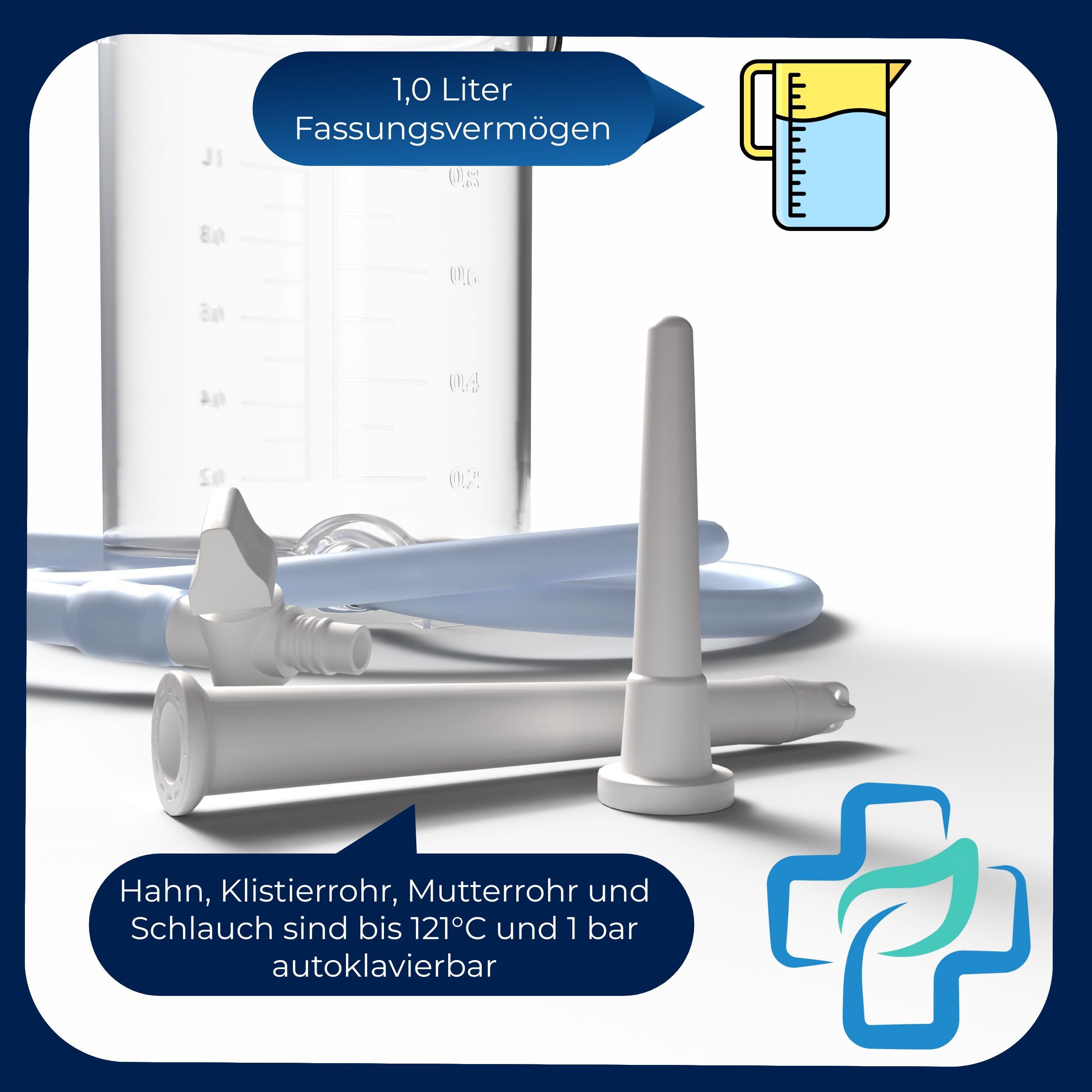 Horn Medical Mobiles Bidet Horn Medical Einlaufbecher mit Irrigator-Set (Darm-Detoxing, 1 St., und zur Behandlung vaginaler Irritationen), für eine einfache, schonende Darmreinigung z.B. bei Fastenkuren