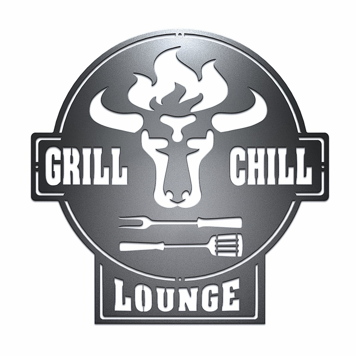 Stahl GC01-B Lounge Bulle Schwarz Grill Chill + Lounge & tuning-art Schild Grill Wanddekoobjekt Schwarz