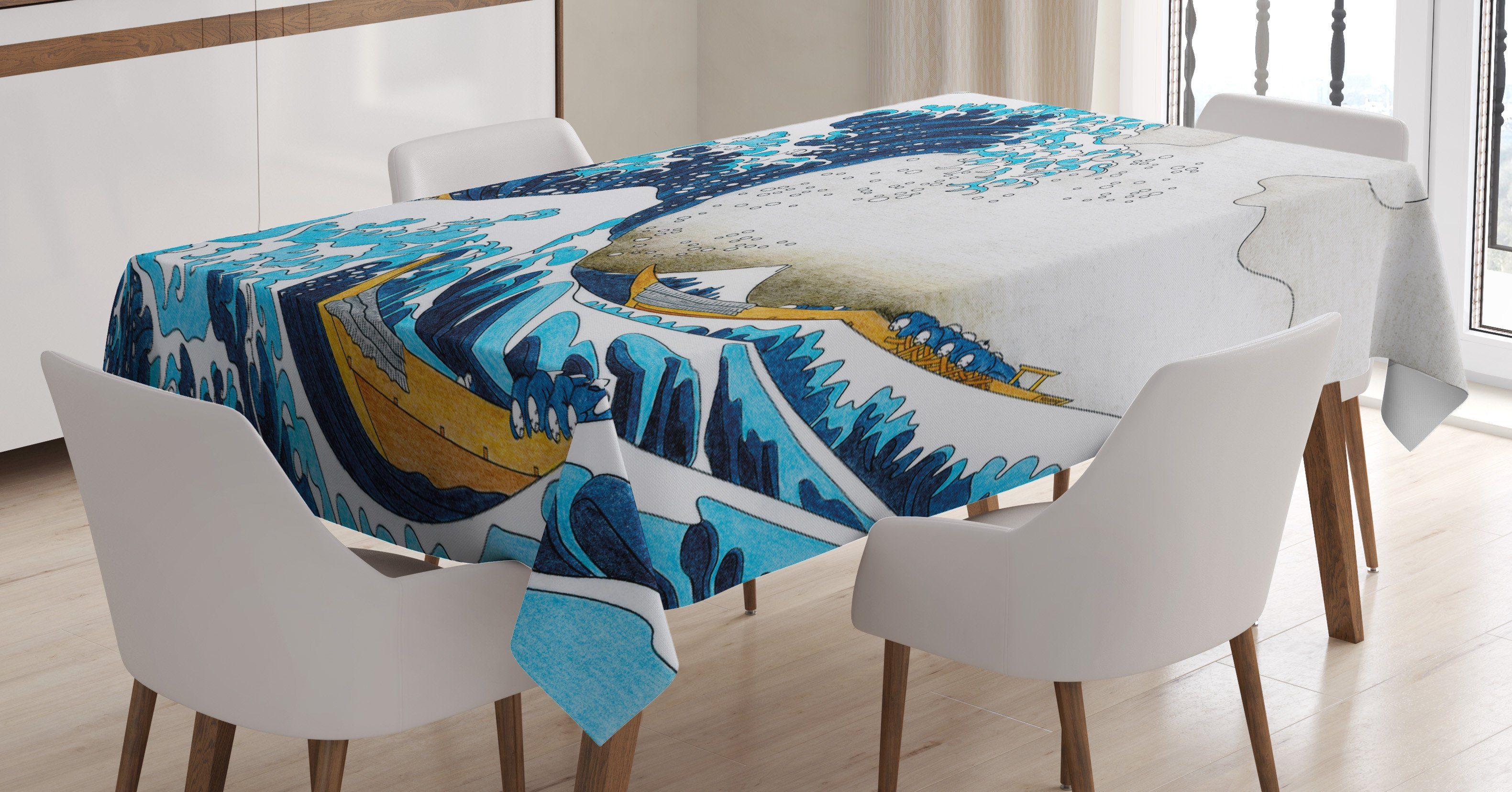 Abakuhaus Tischdecke Farbfest Waschbar Für den Außen Bereich geeignet Klare Farben, Hokusai Oceanic Welle von Kanagawa