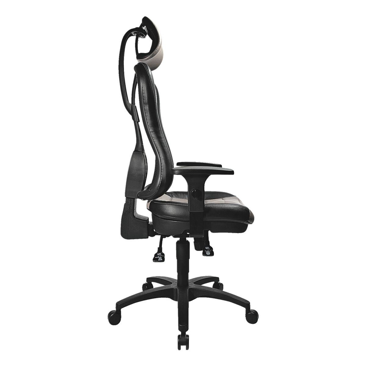 Schreibtischstuhl TOPSTAR Knierolle, Head und Point Kopfstütze mit schwarz-grau mit RS, (ohne Armlehnen) XXL-Muldensitz