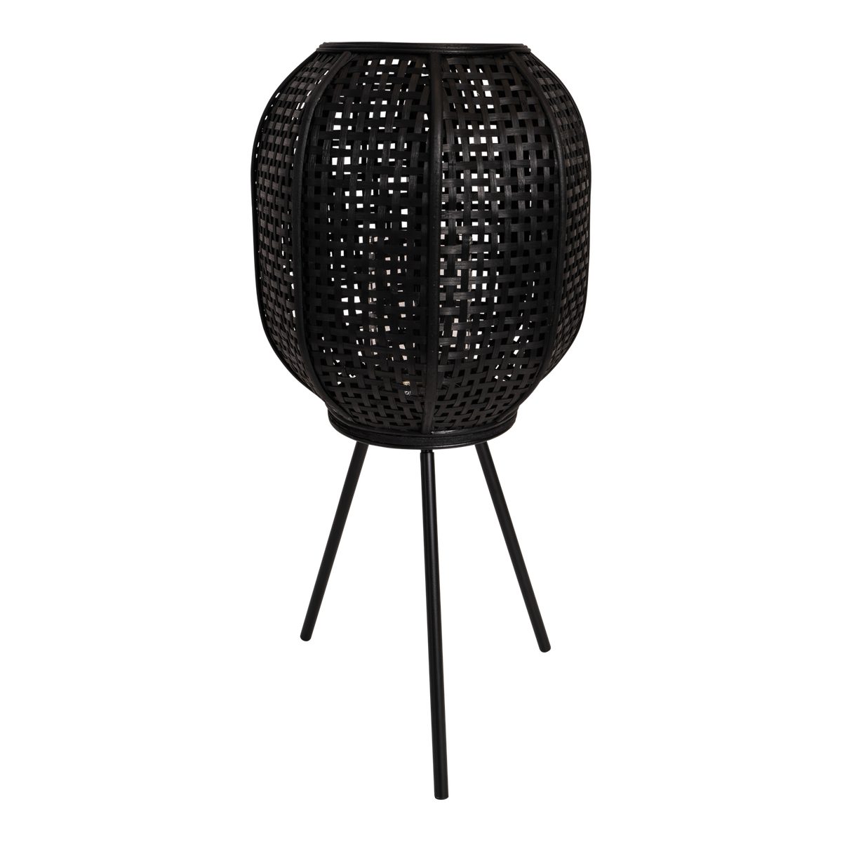 Bodenwindlicht Windlicht Laterne MACY 66cm schwarz Bambus auf Ständer