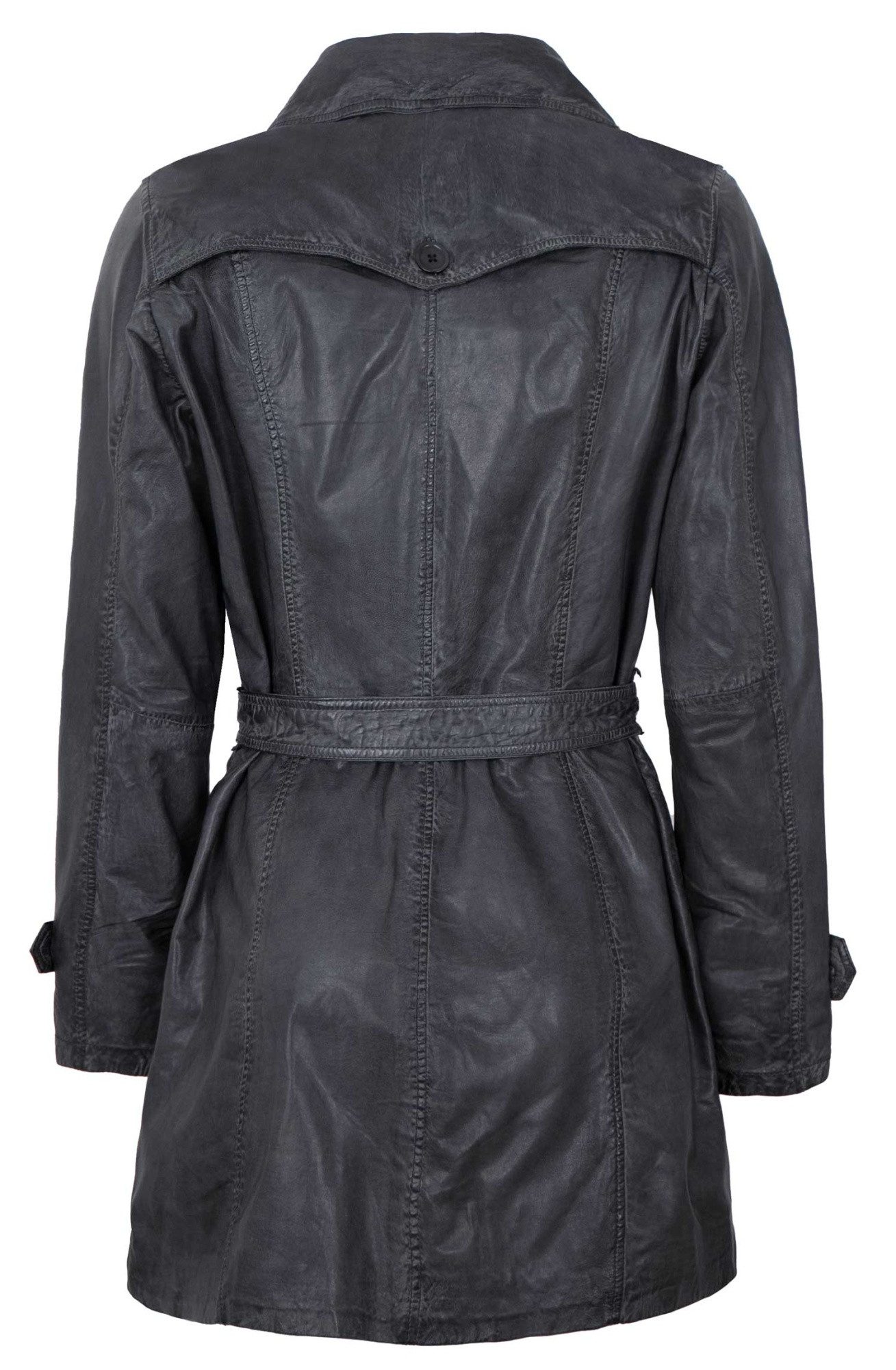 Maddox Lederjacke Borneo MADDOX - Damen Trenchcoat Ledermantel Mantel Lammnappa schwarz