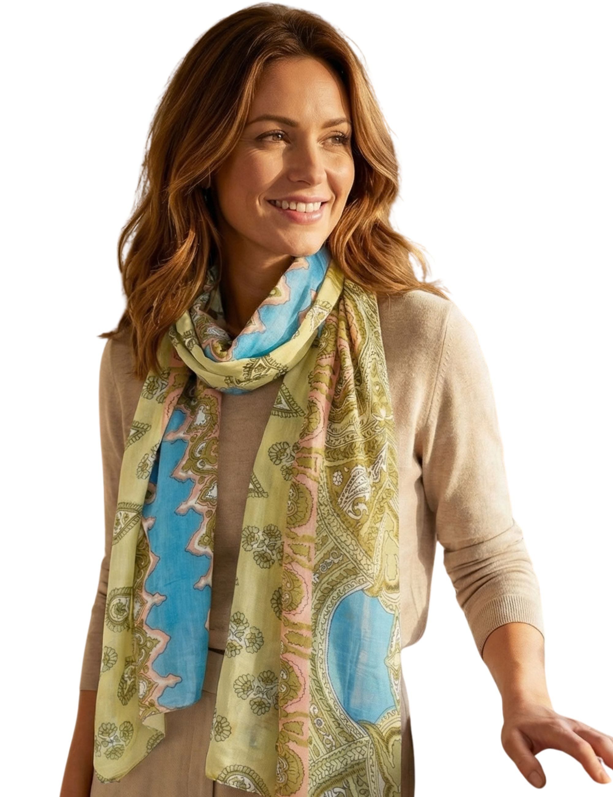 Sunsa Halstuch Damen Schal Tuch Baumwolle Halstuch Sommer Scarf mit Blumen Aufdruck, Abstract