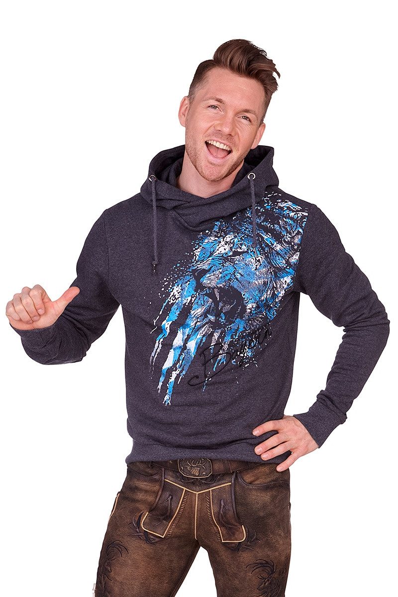 Strickpullover Hoodie Herren - ZACHY - dunkelgrau