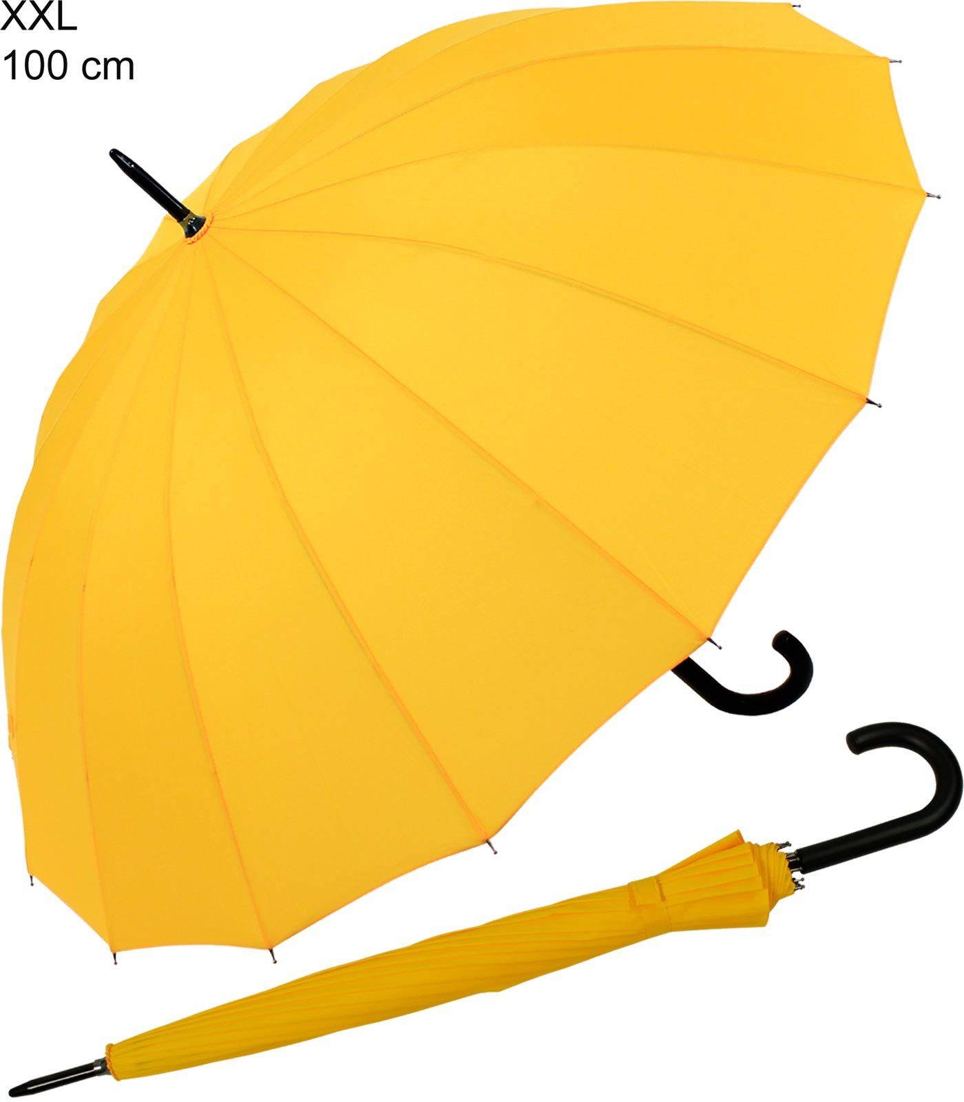 iX-brella Stockregenschirm mit 16-teiligem Dach und Auf-Automatik, mit Fiberglas-Stahl-Gestell, in vielen Farben