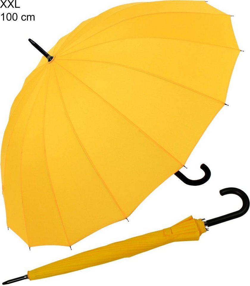 iX-brella Stockregenschirm mit 16-teiligem Dach und Auf-Automatik, mit Fiberglas-Stahl-Gestell, in vielen Farben