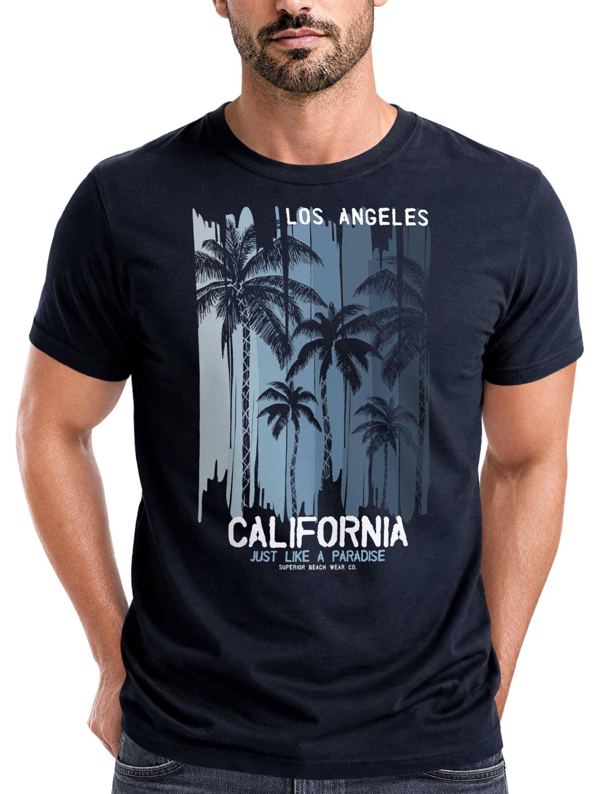 Neverless Print-Shirt Neverless® Herren T-Shirt Los Angeles California USA Sommer Bedruckt mit Print